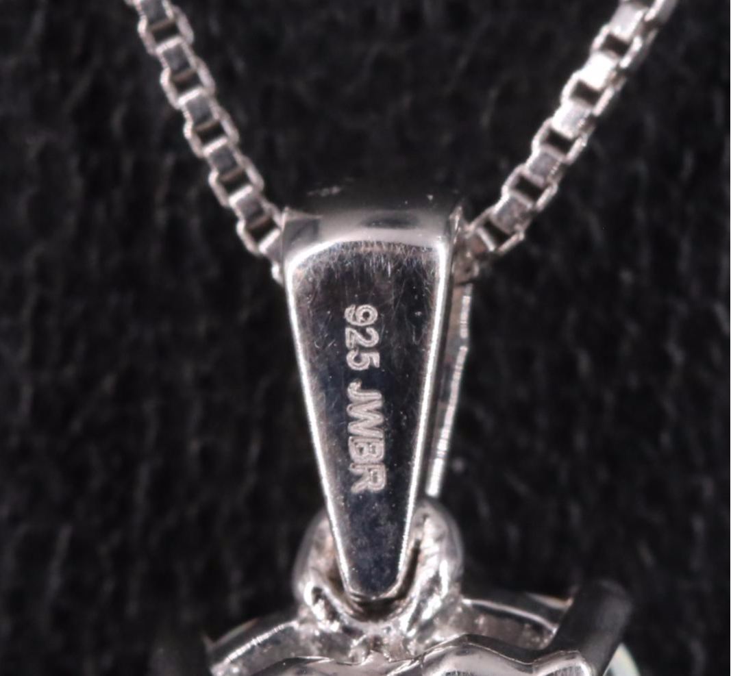 Sterling Silver Opal Heart Necklace