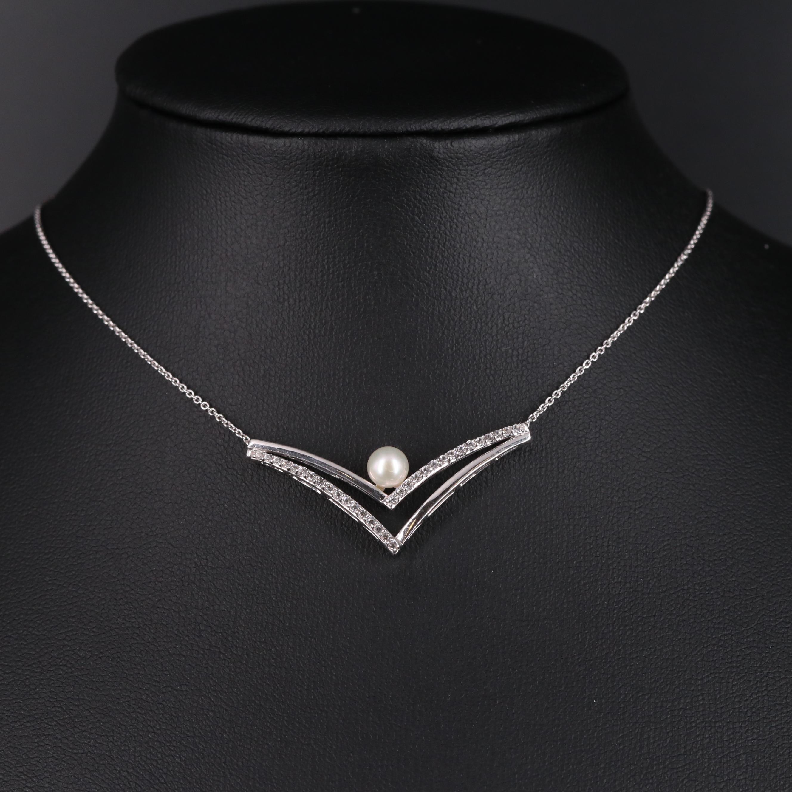 Sterling Silver Pearl and Sapphire Necklace