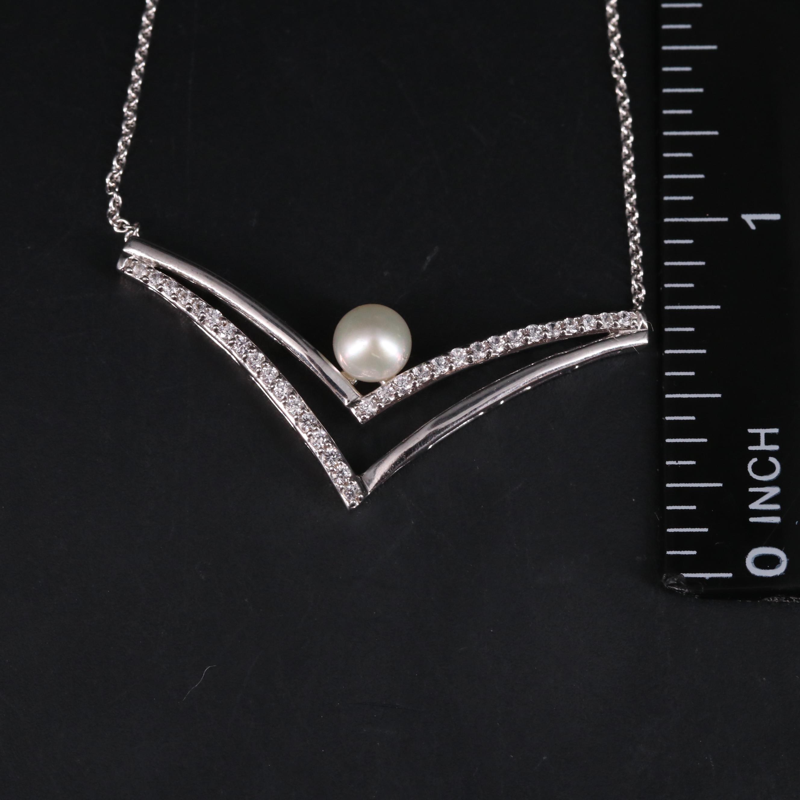 Sterling Silver Pearl and Sapphire Necklace