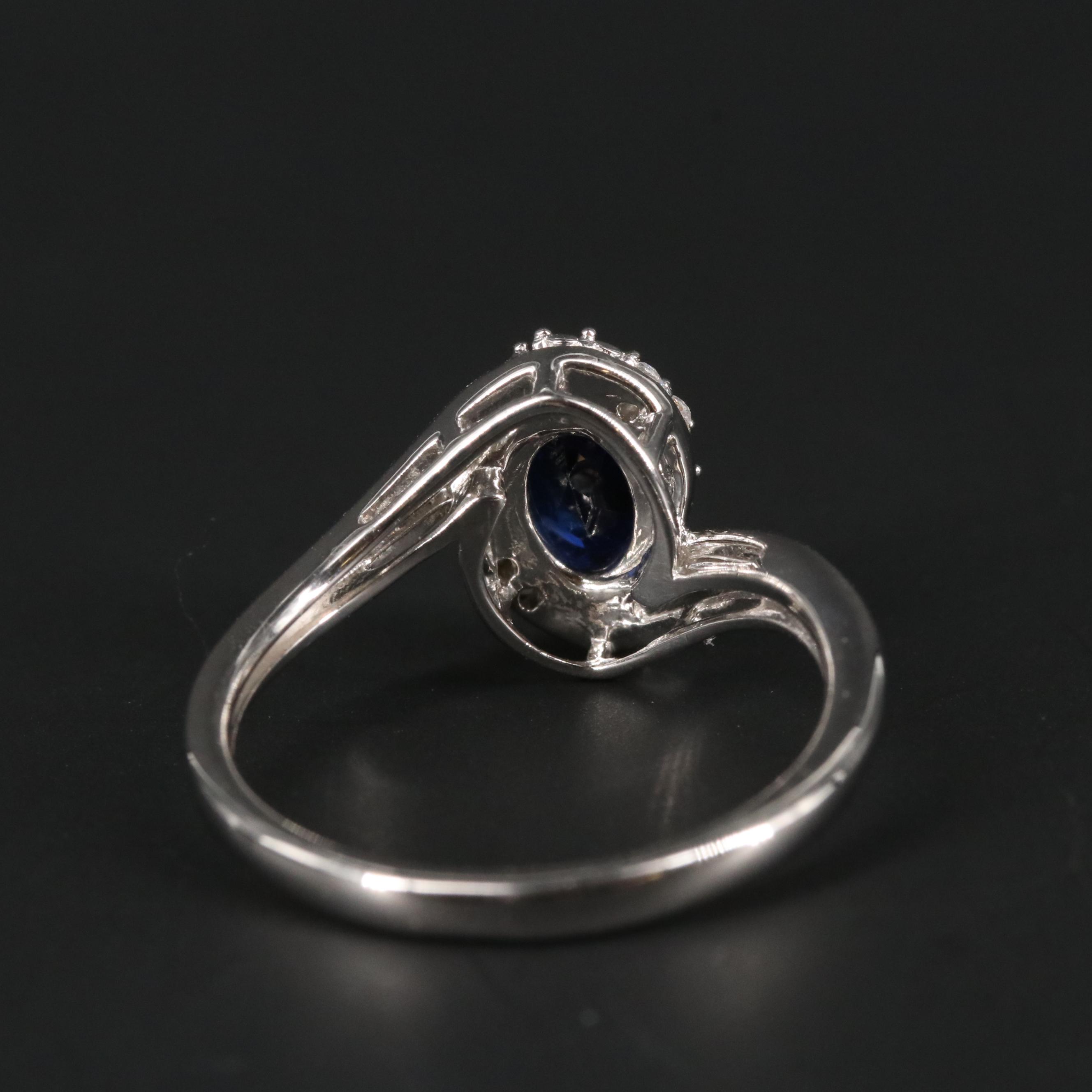 Sterling Silver Sapphire and Cubic Zirconia Ring