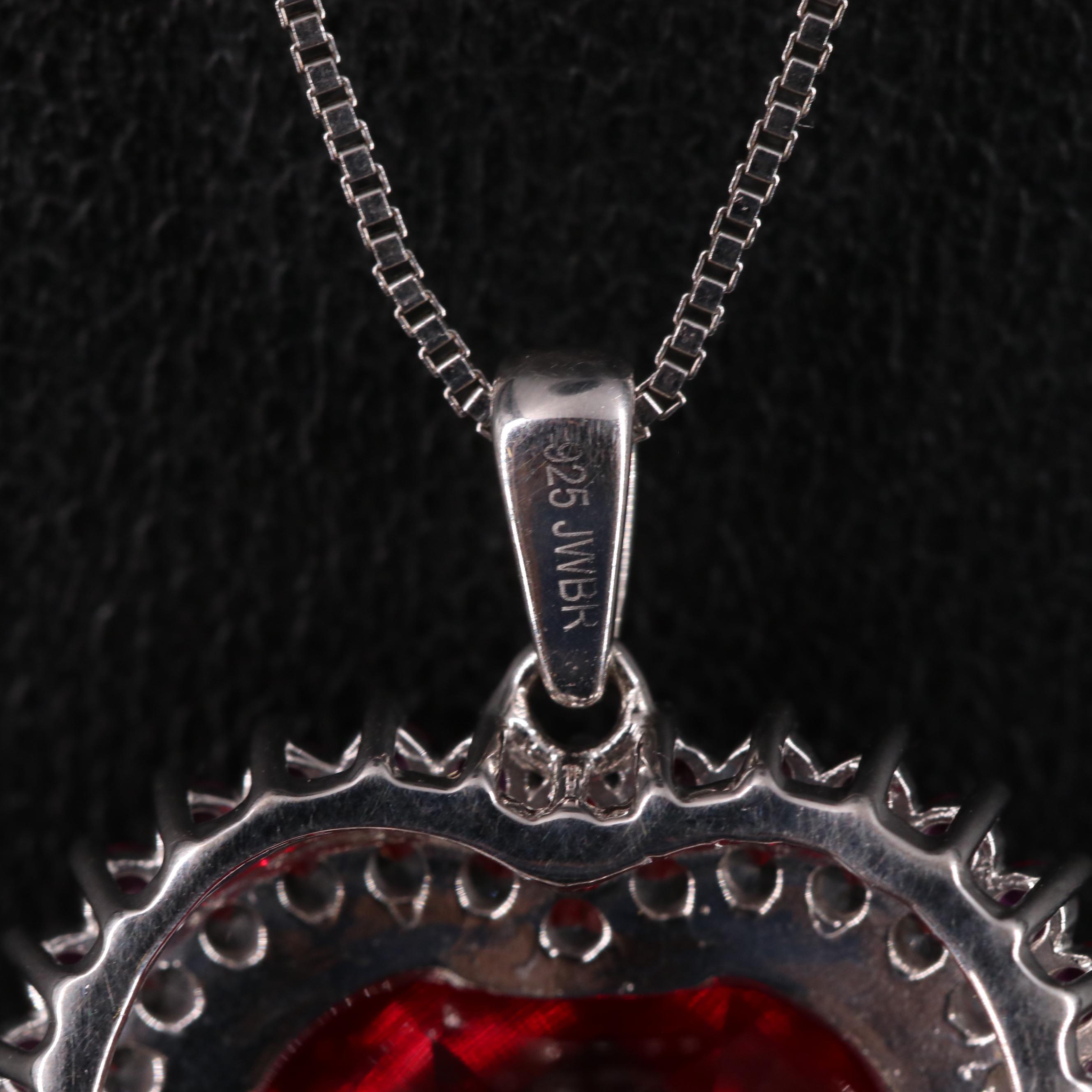 Sterling Silver Ruby and Sapphire Heart Necklace