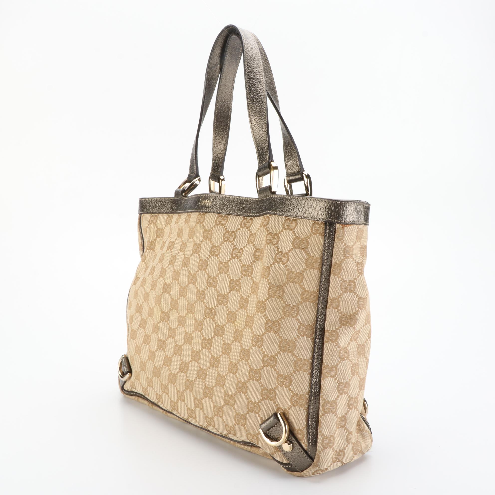 Gucci GG Canvas and Leather Handbag