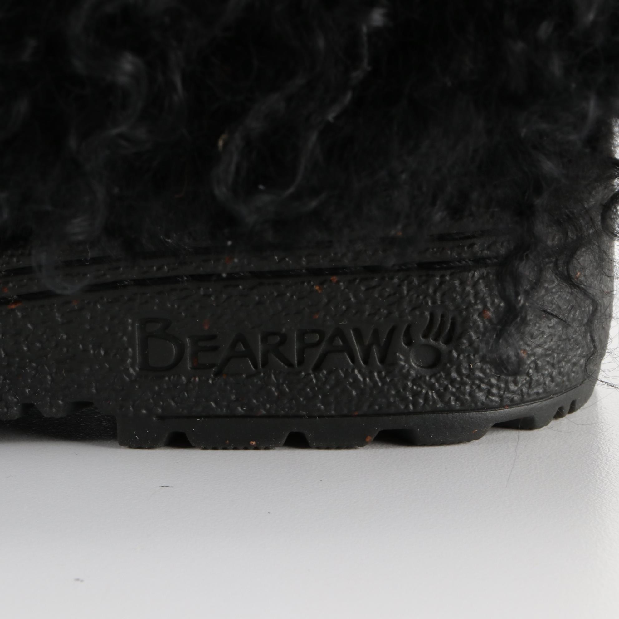 Bear Paw Winter Boots in Black Curly Lamb Fur and Calf Hair
