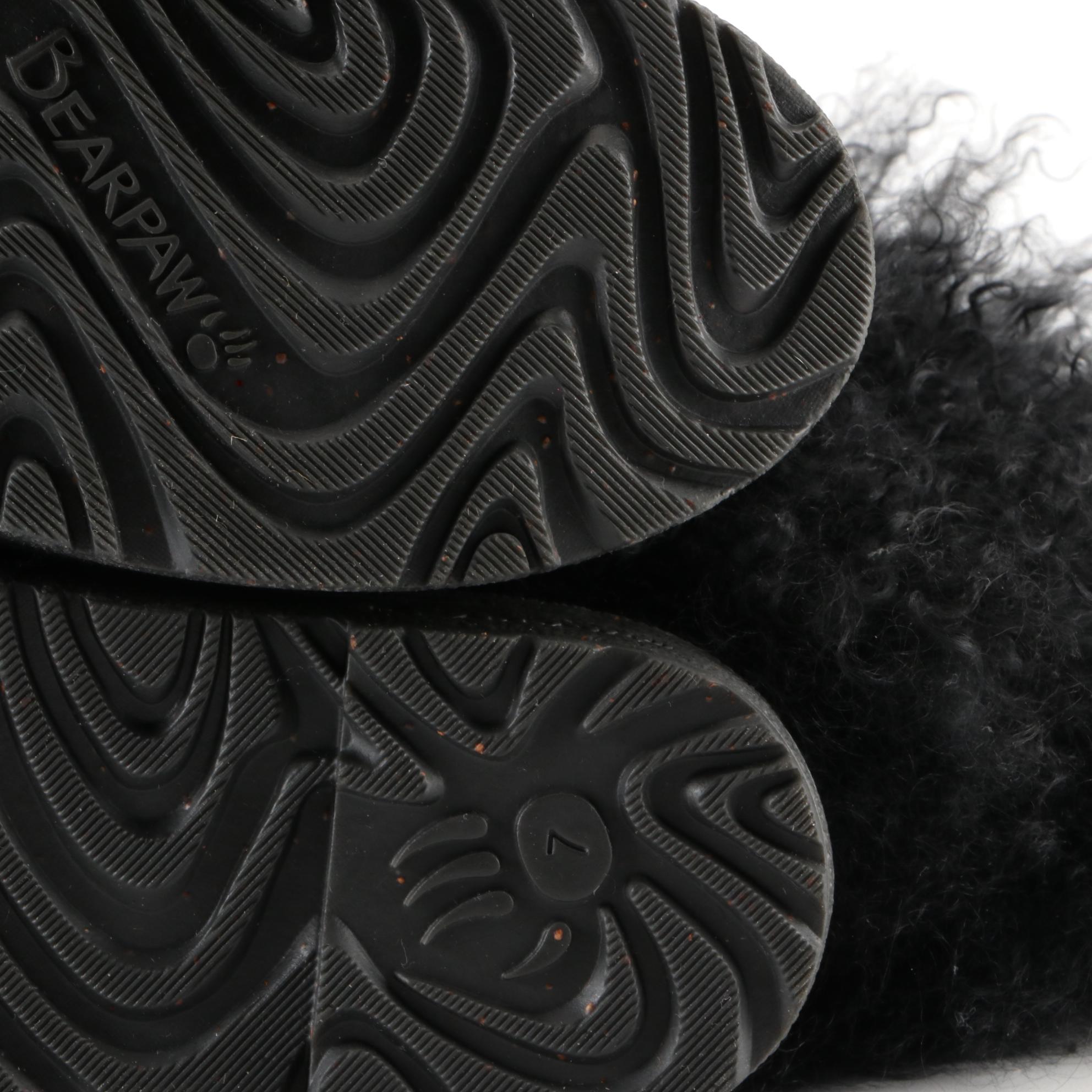 Bear Paw Winter Boots in Black Curly Lamb Fur and Calf Hair