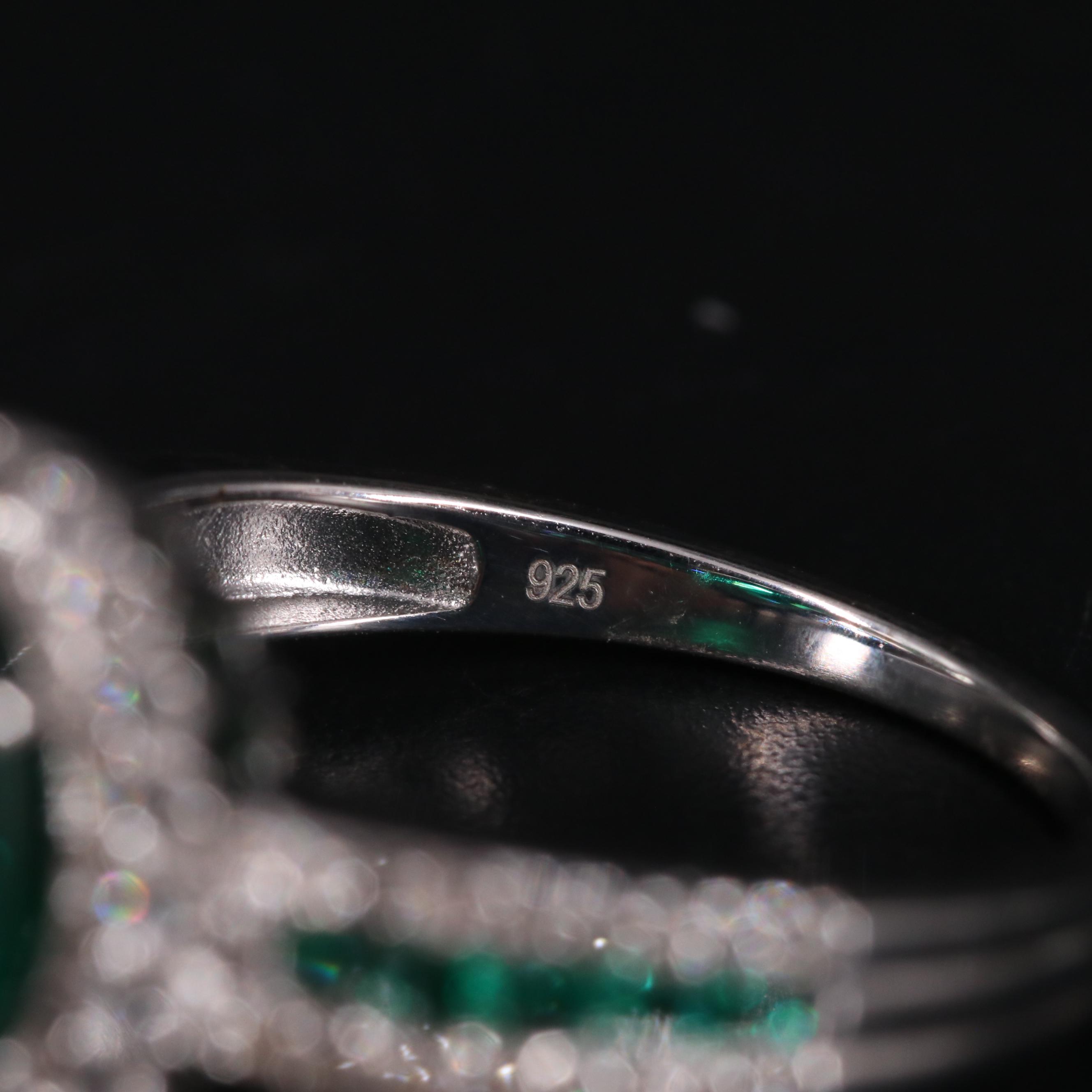 Sterling Silver Emerald and Sapphire Ring