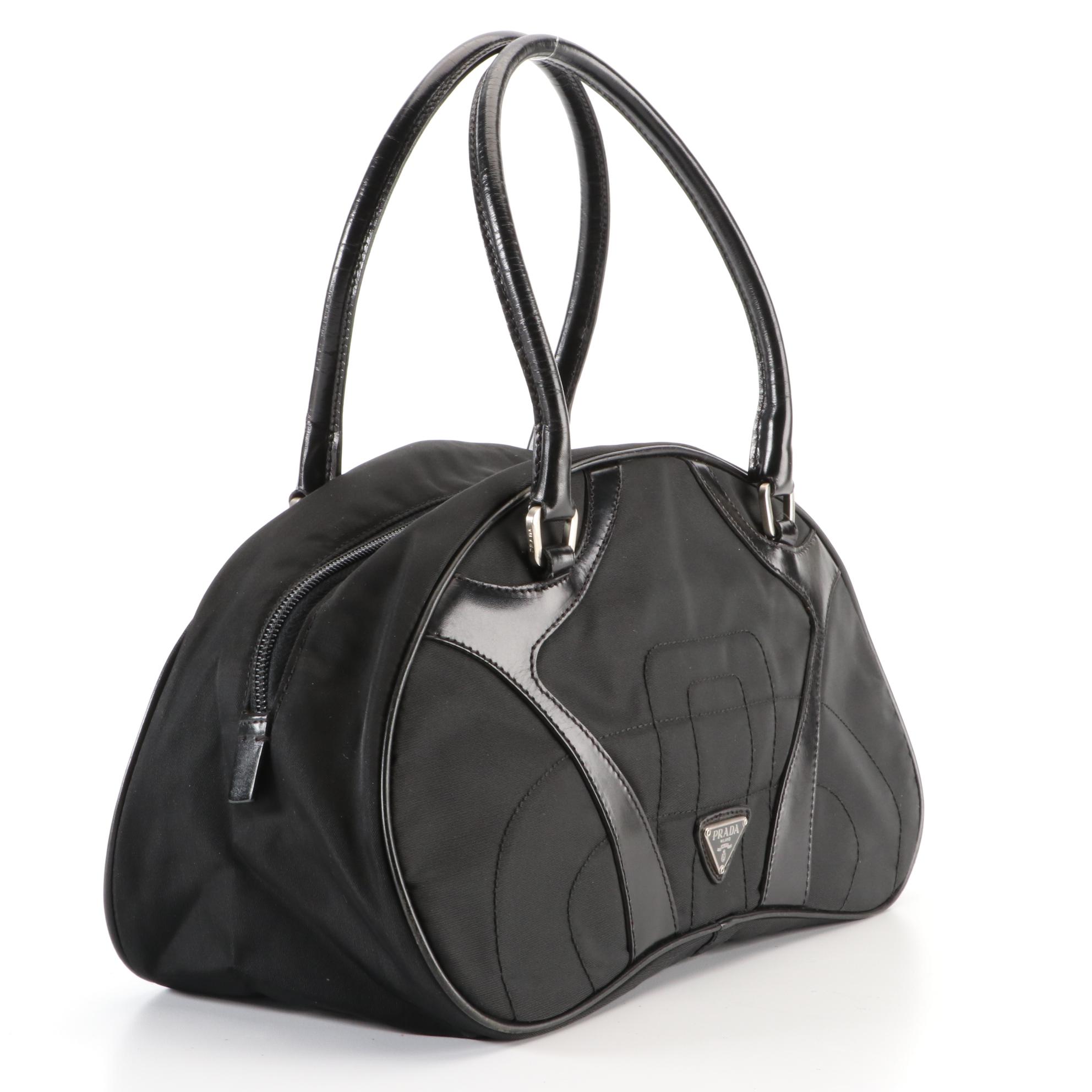 Prada Bowling Bag in Nylon and Leather