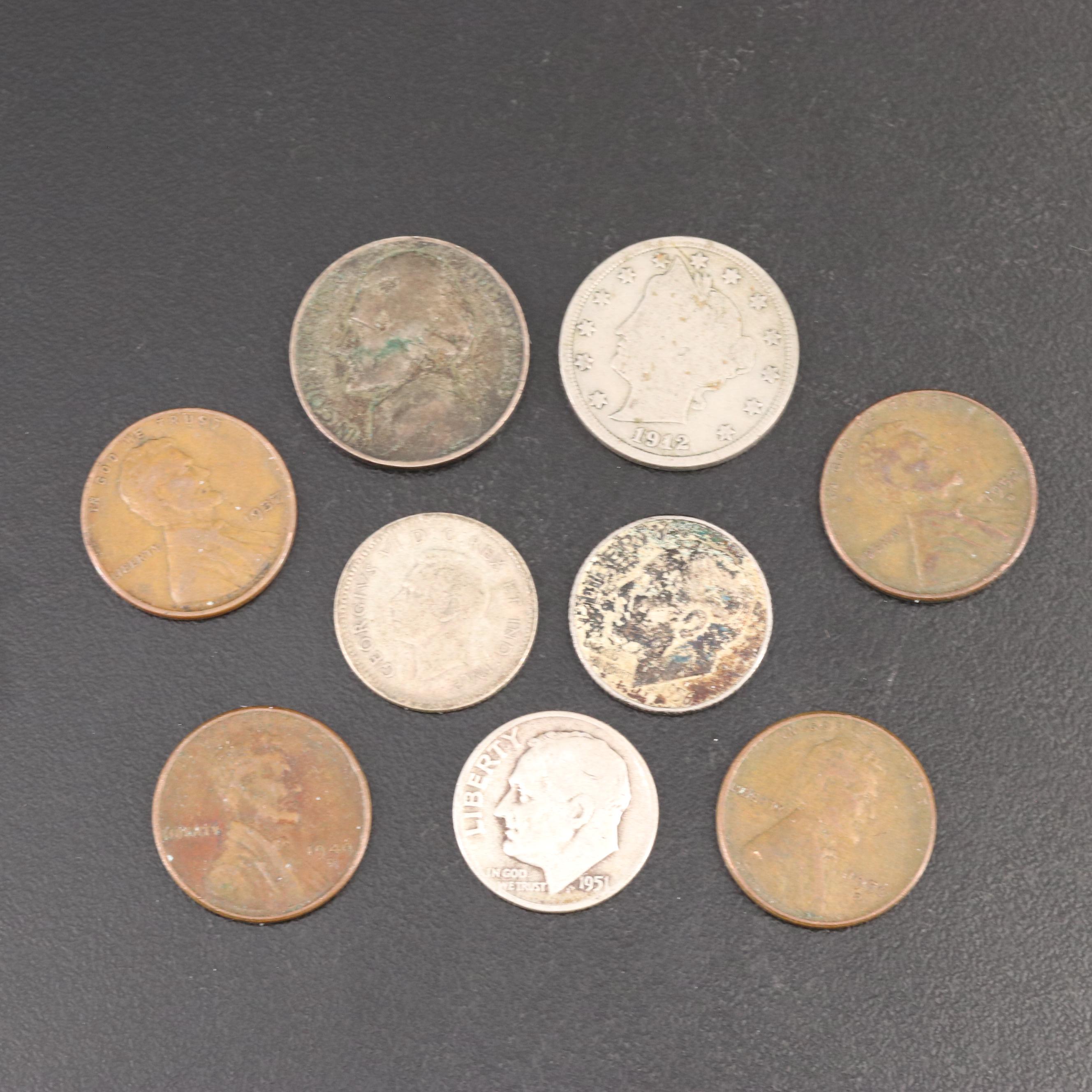 Small Collection of U.S. Copper, Nickel, and Silver Coins