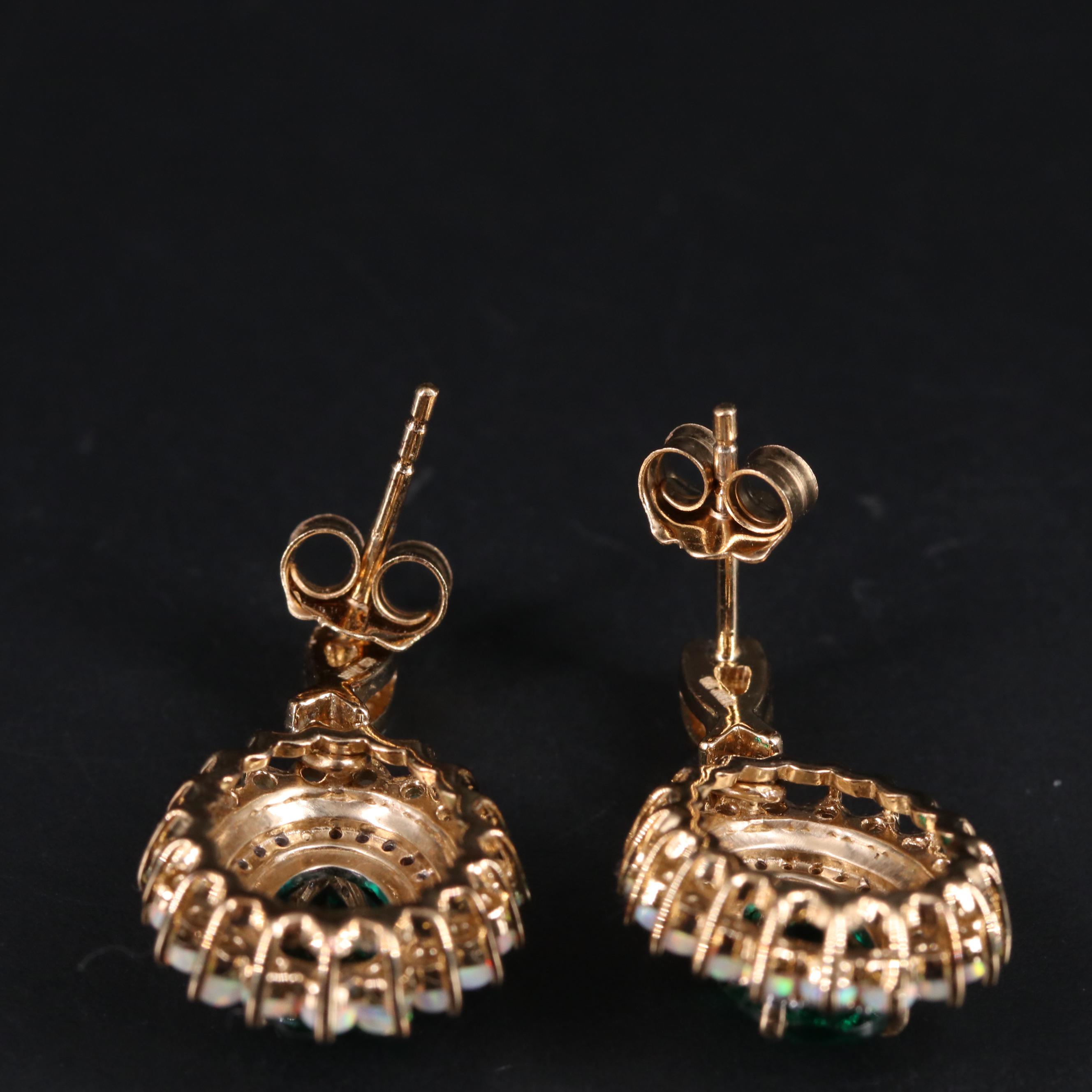 Sterling Silver Opal, Emerald, and Sapphire Drop Earrings