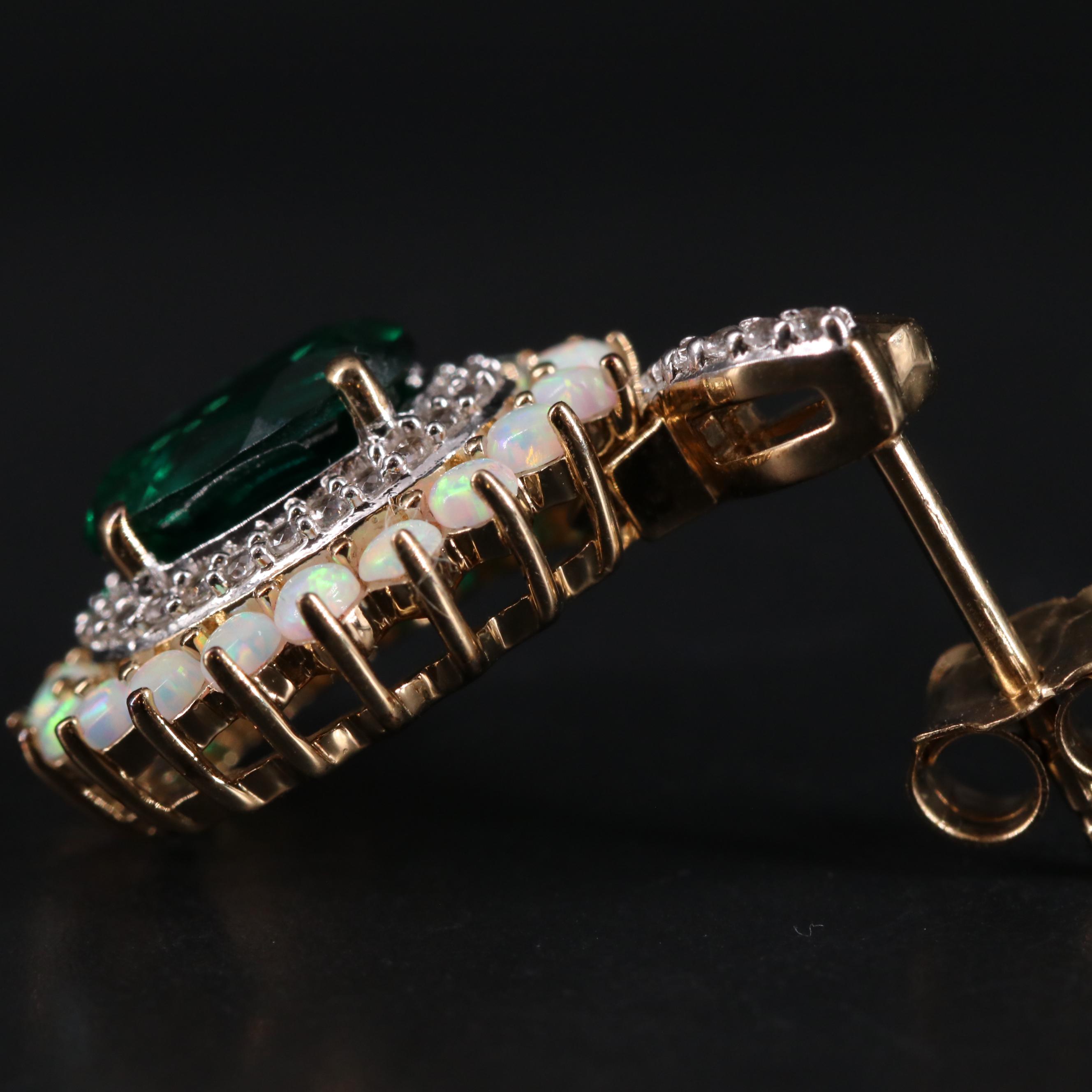 Sterling Silver Opal, Emerald, and Sapphire Drop Earrings