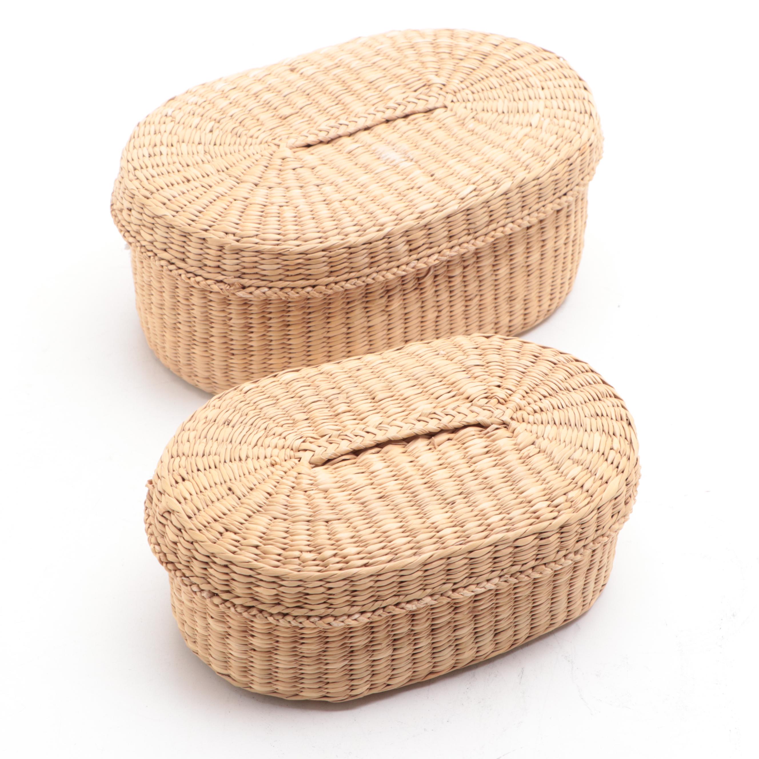 Hand-Woven Pine Needle and Seagrass Baskets and Boxes