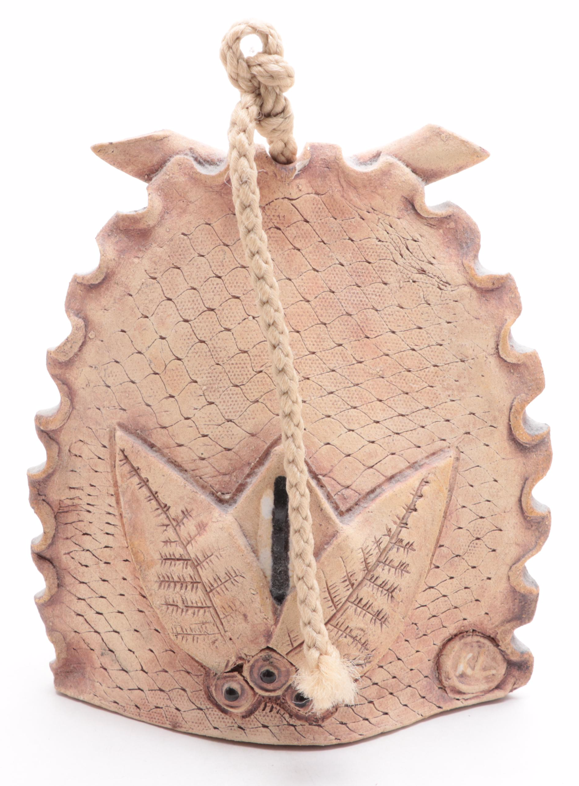 John M. Nartker and Other Art Pottery Stoneware Owl Vase and Chime