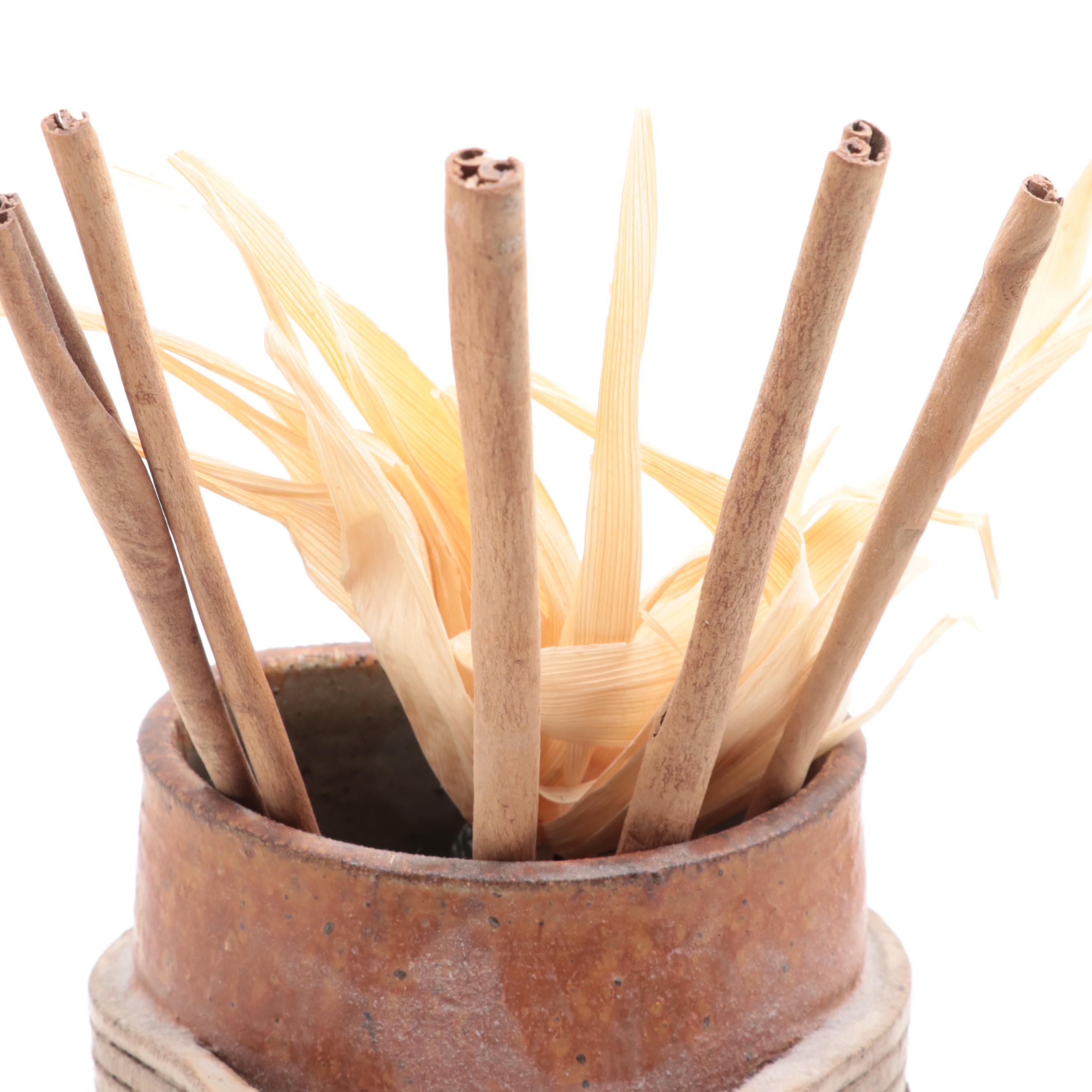 John M. Nartker and Other Art Pottery Stoneware Owl Vase and Chime