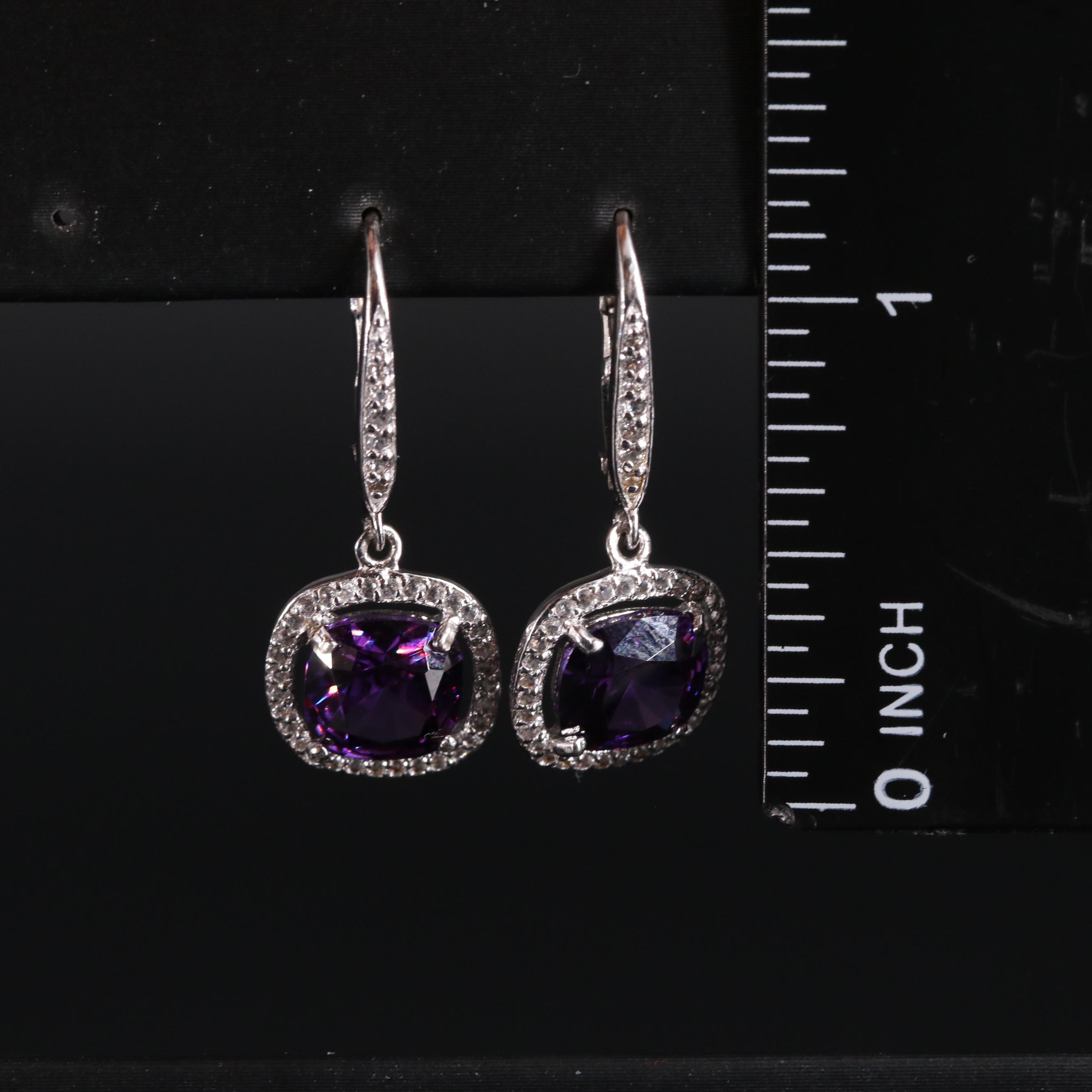 Sterling Silver Cubic Zirconia and Topaz Dangle Earrings