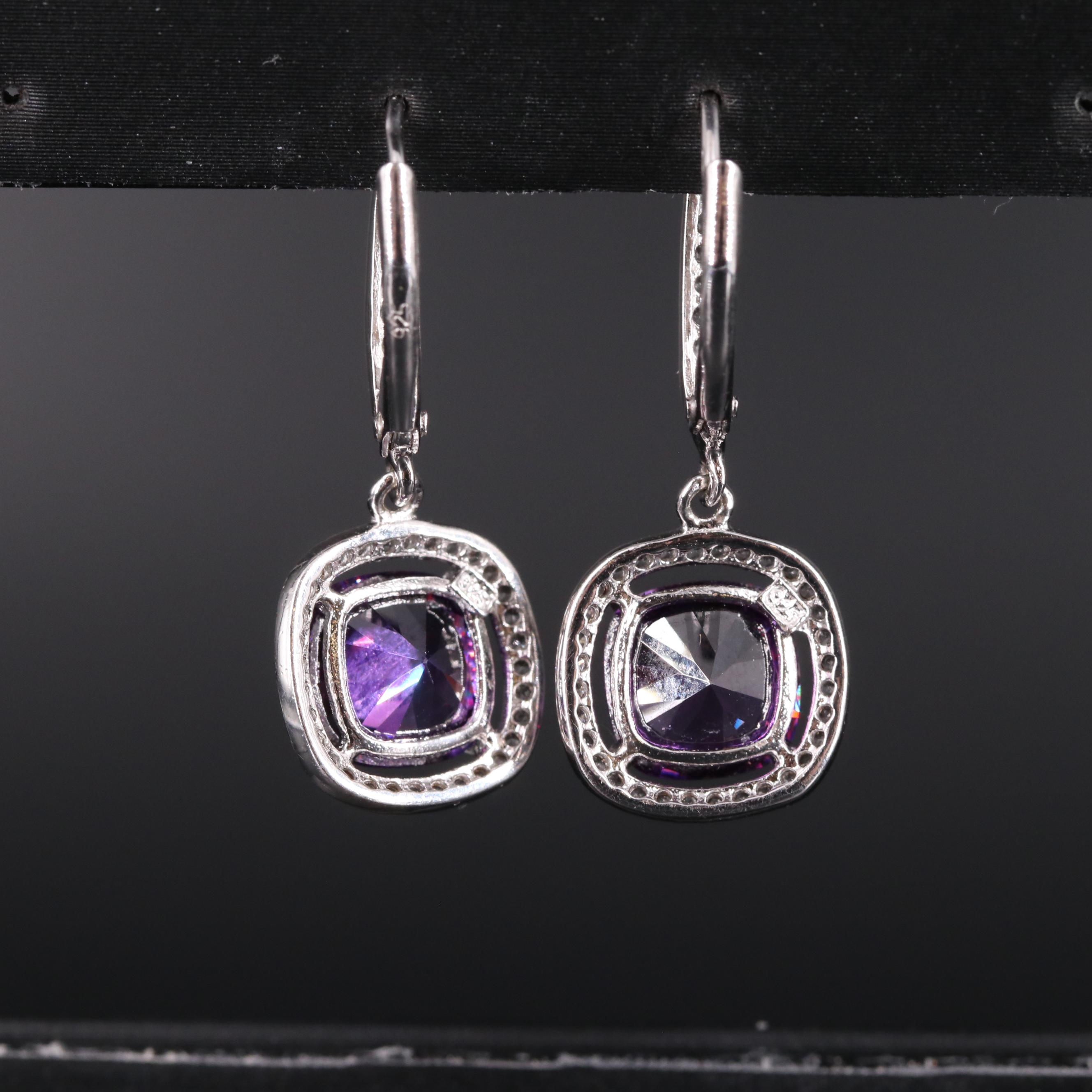Sterling Silver Cubic Zirconia and Topaz Dangle Earrings