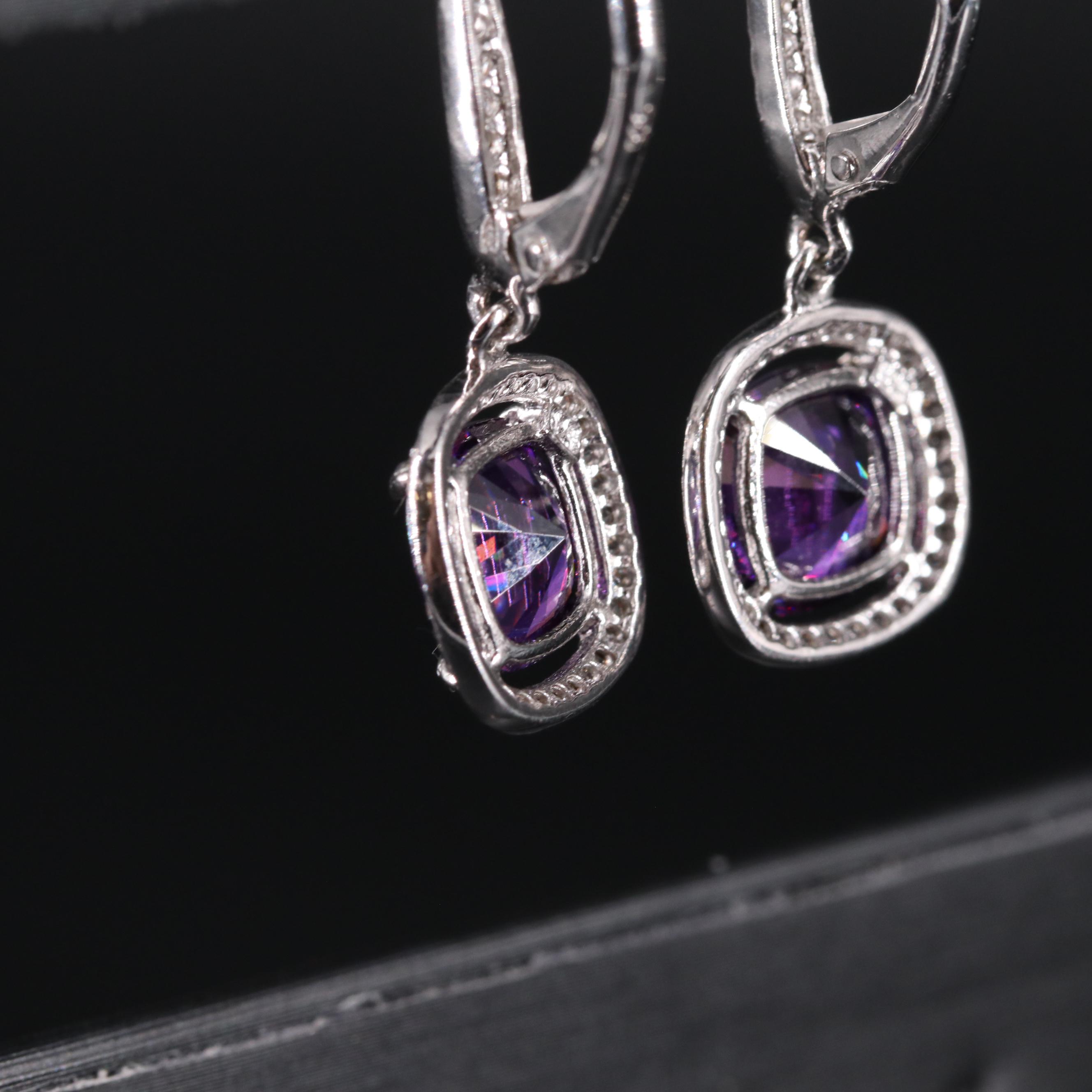 Sterling Silver Cubic Zirconia and Topaz Dangle Earrings