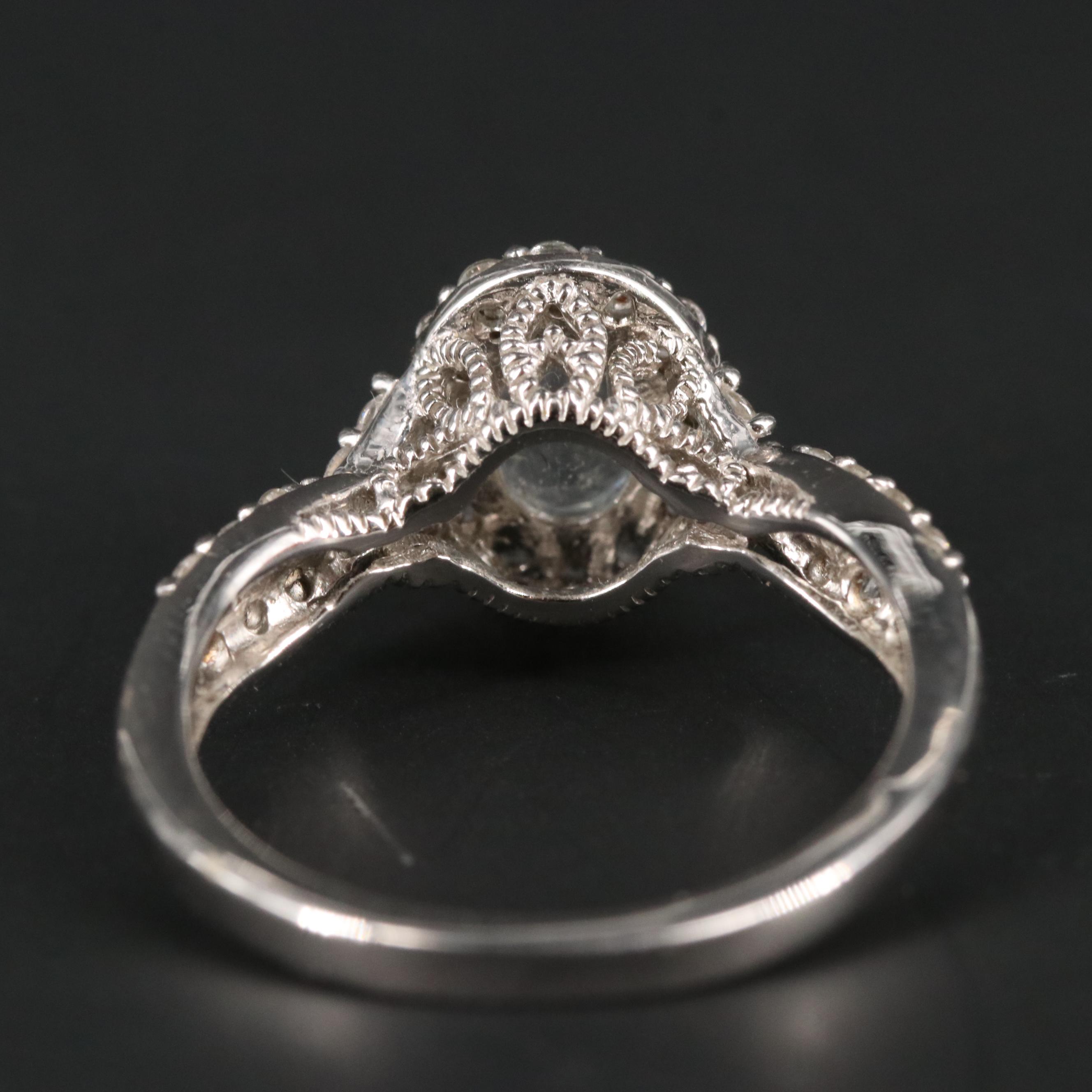 Sterling Silver Aquamarine and Sapphire Ring