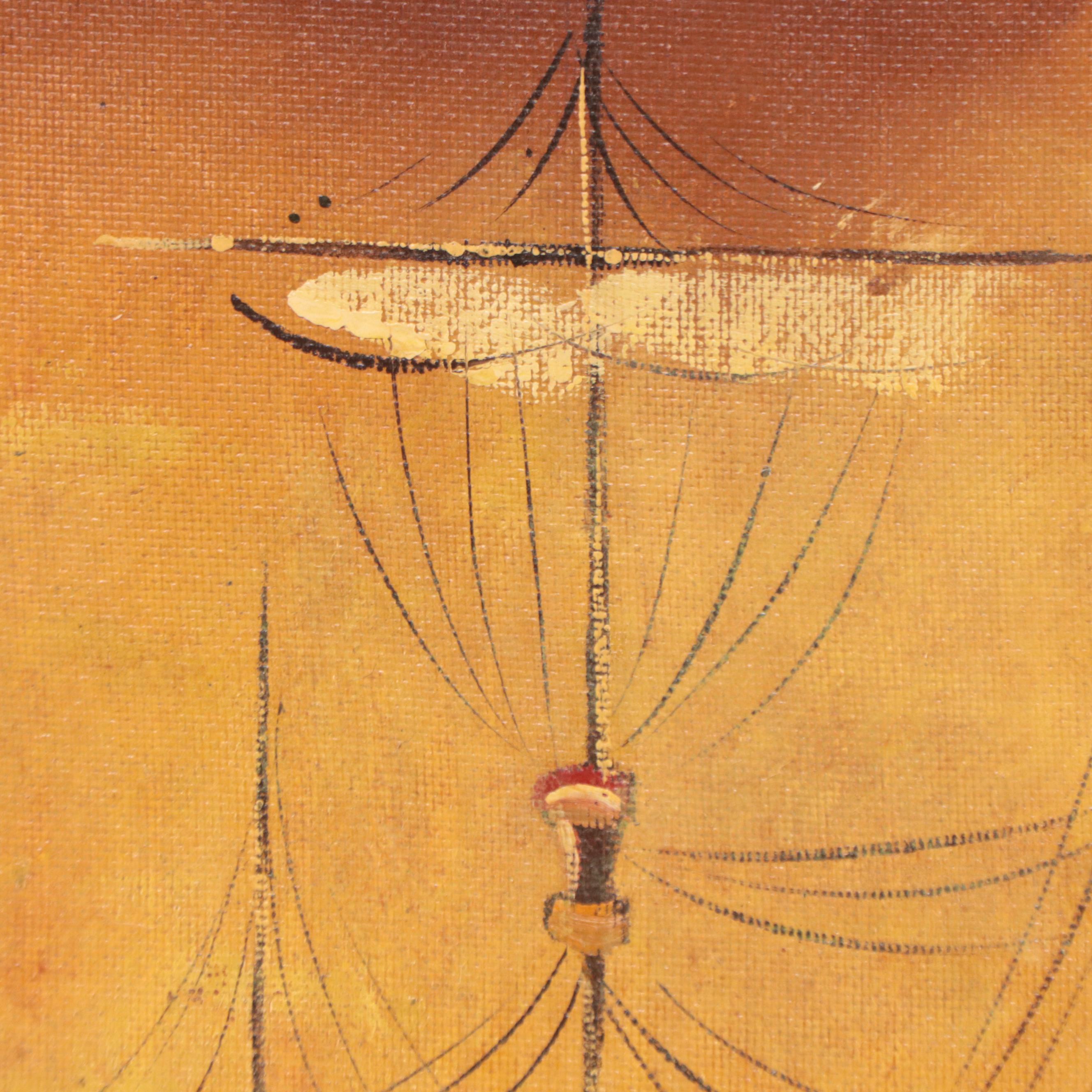 Oil Painting of Ship on Ocean