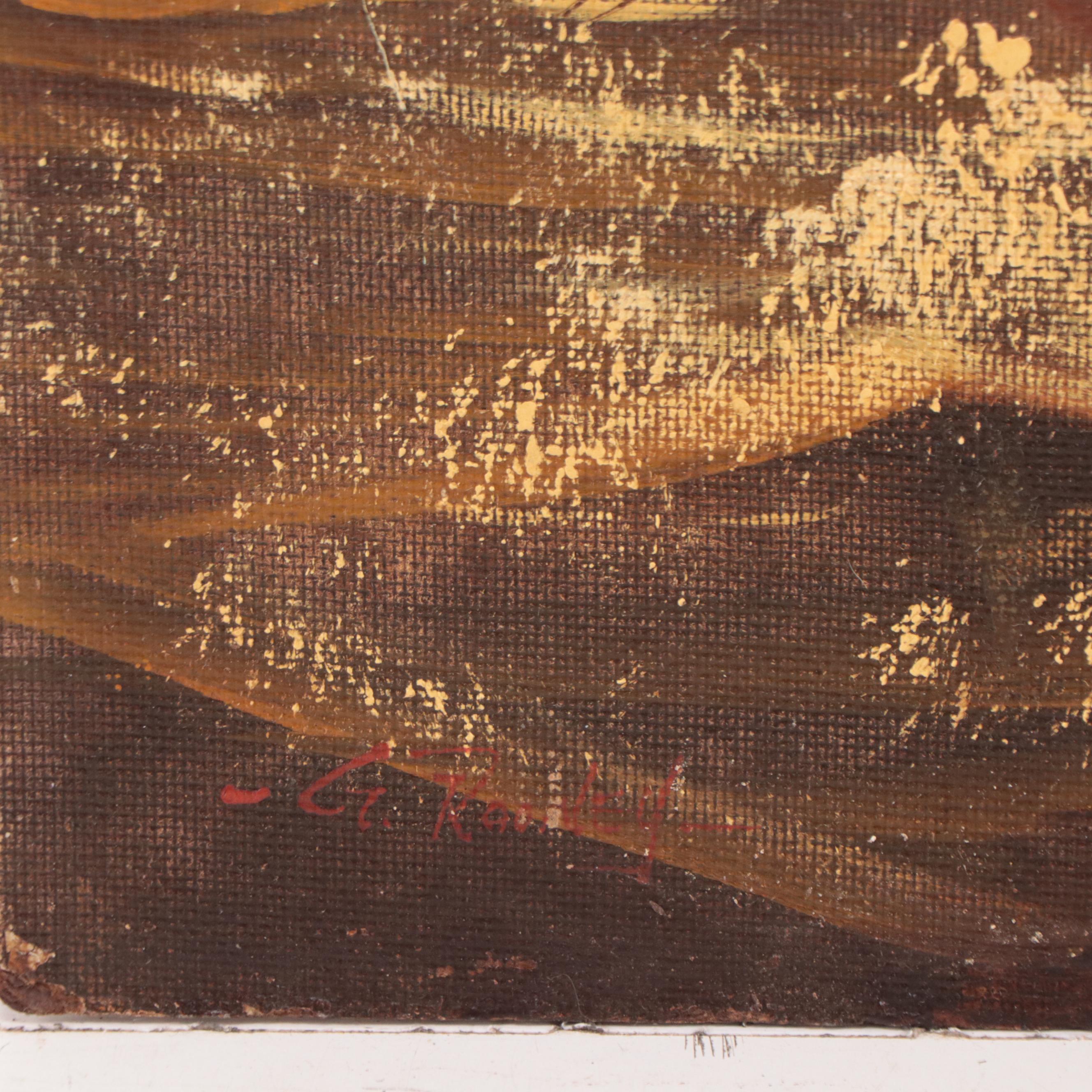 Oil Painting of Ship on Ocean