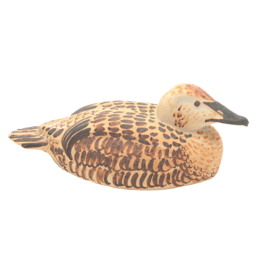 Hand-Painted Molded Bisque Duck Figurine