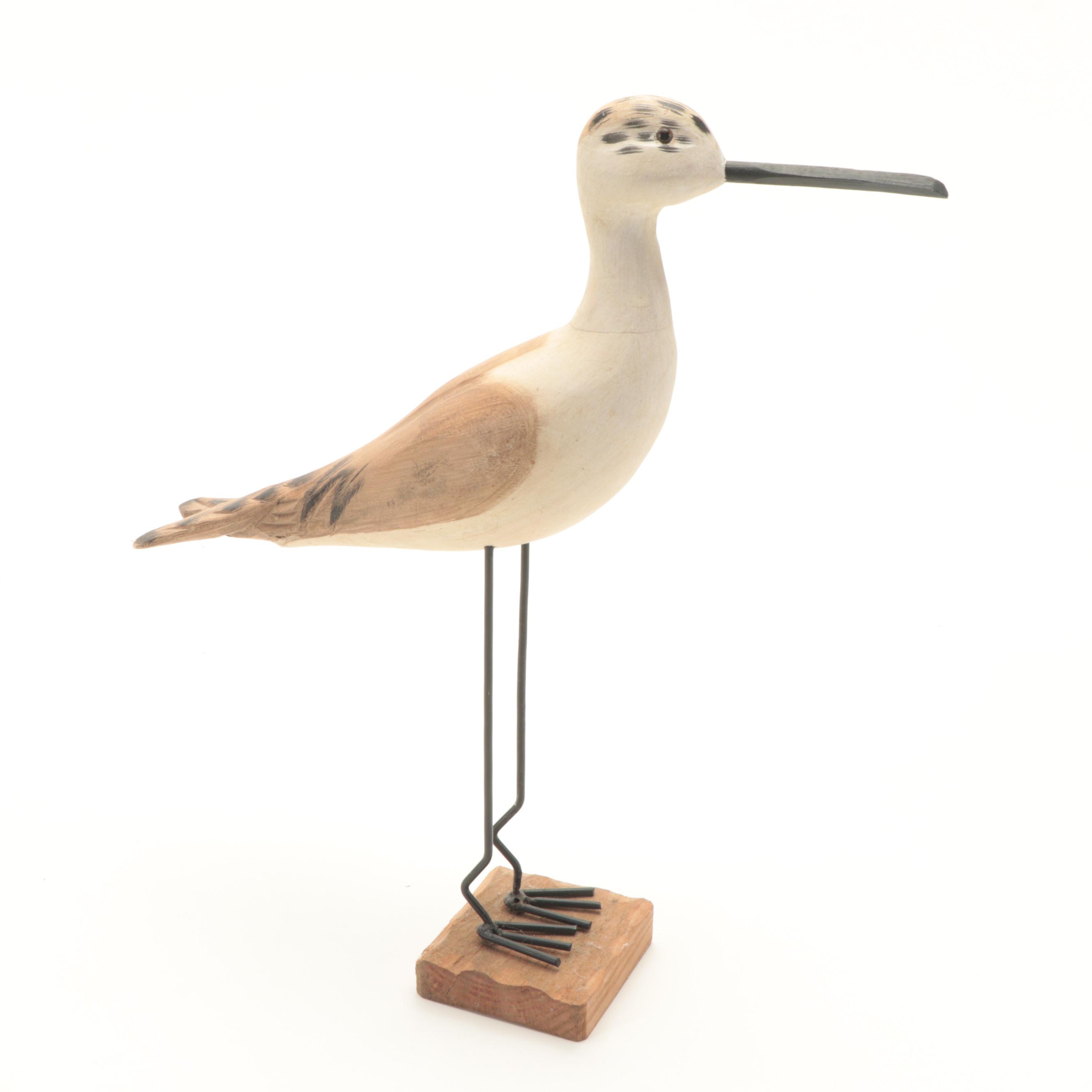 Carved Hand-Painted Wooden Shore Bird Figurines