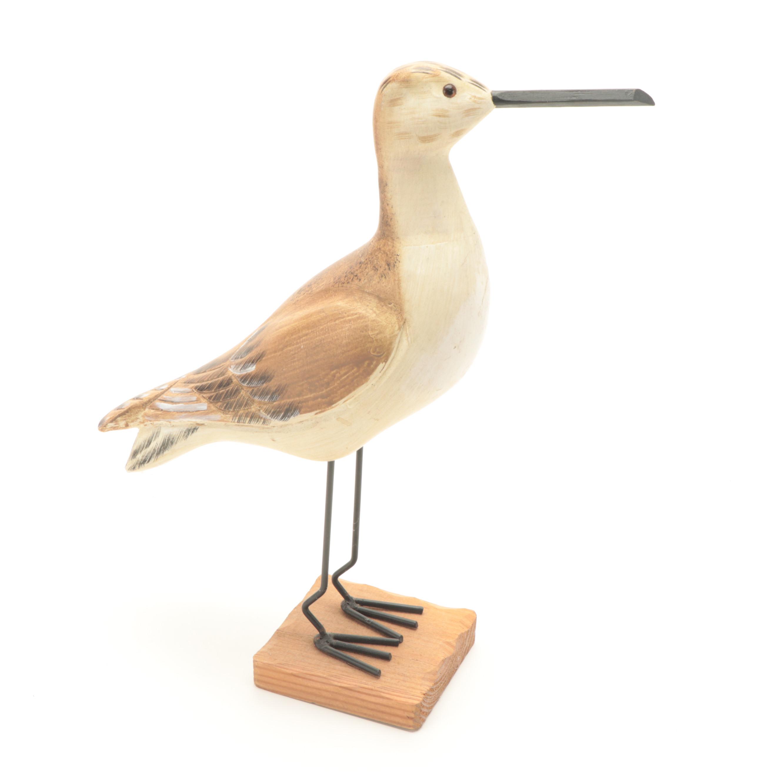 Carved Hand-Painted Wooden Shore Bird Figurines