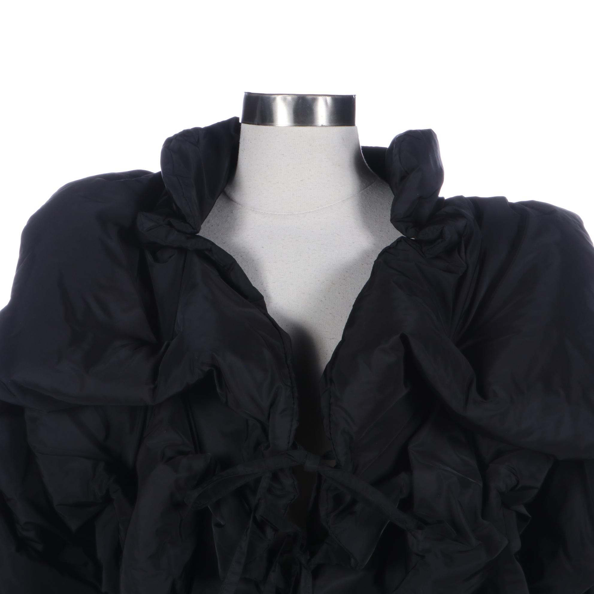 Black Sculpted Puffer Short Jacket