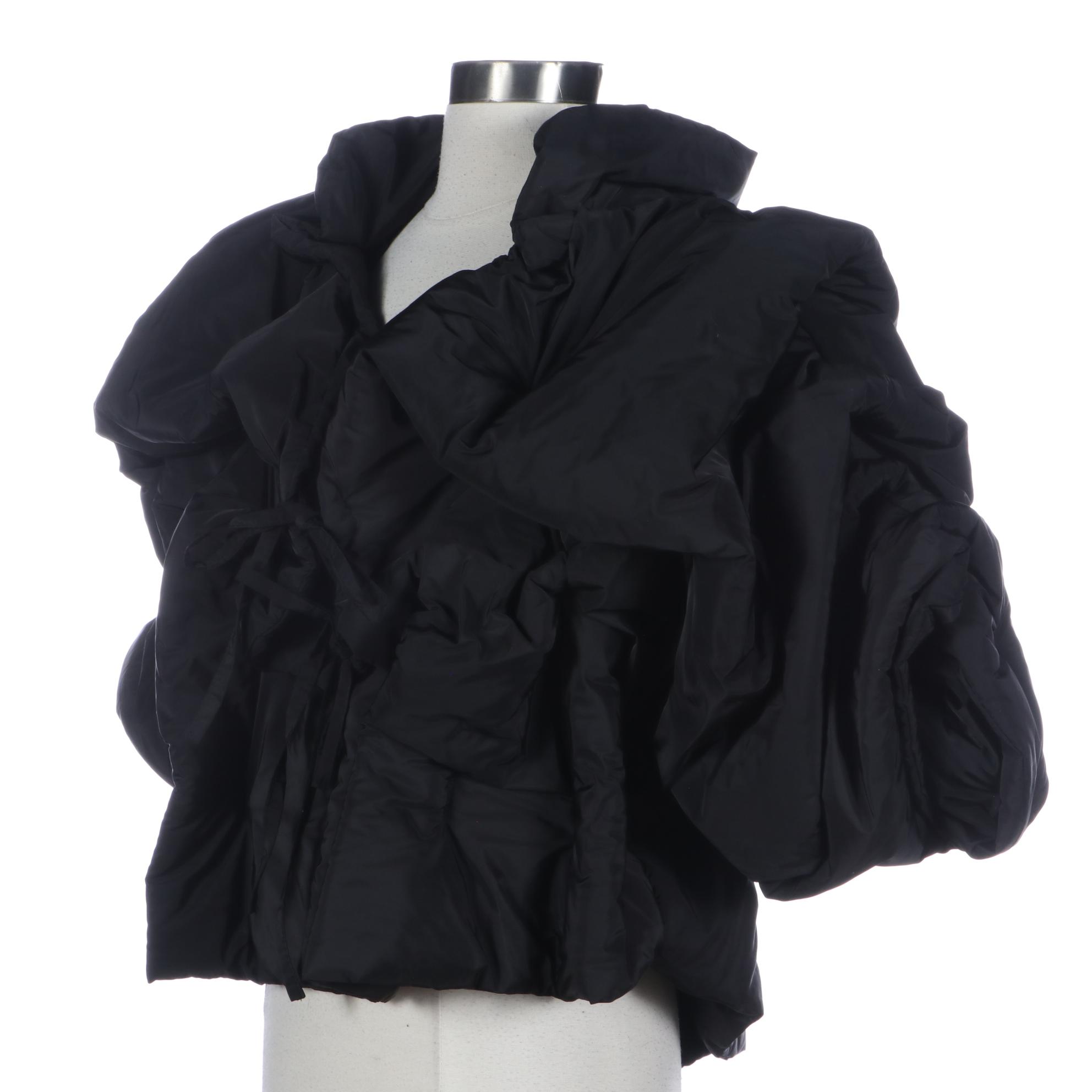 Black Sculpted Puffer Short Jacket