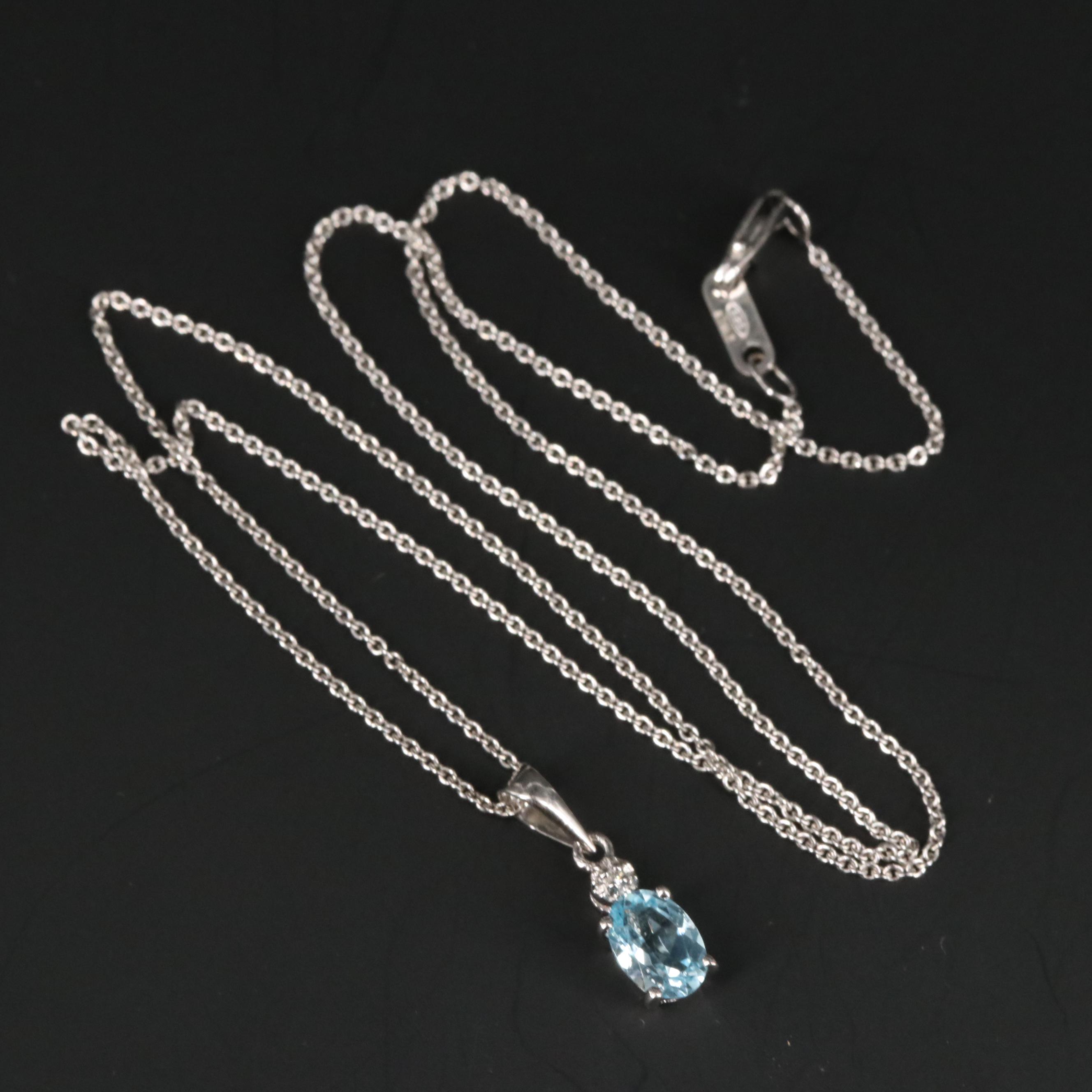 Sterling Silver Topaz and Cubic Zirconia Necklace