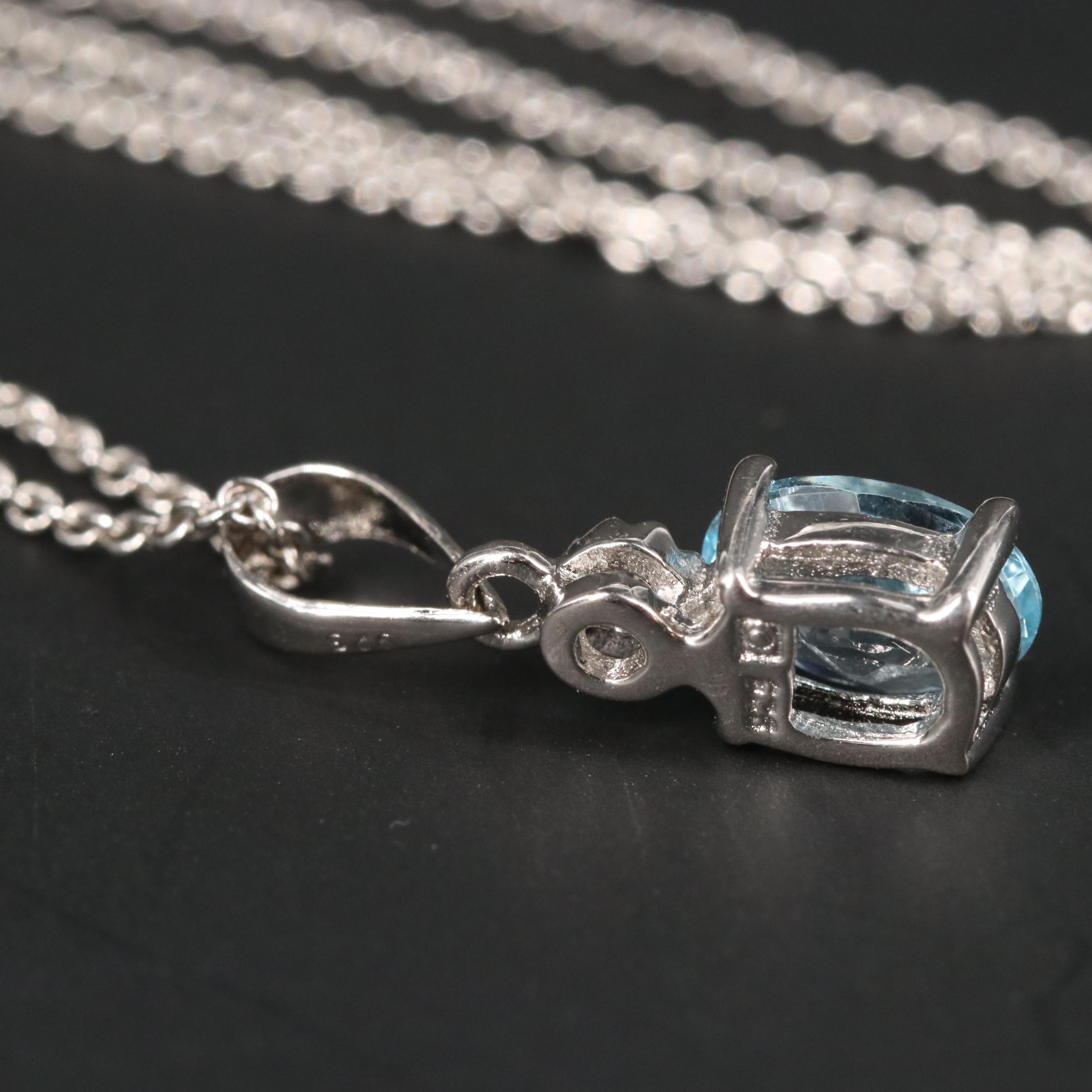 Sterling Silver Topaz and Cubic Zirconia Necklace