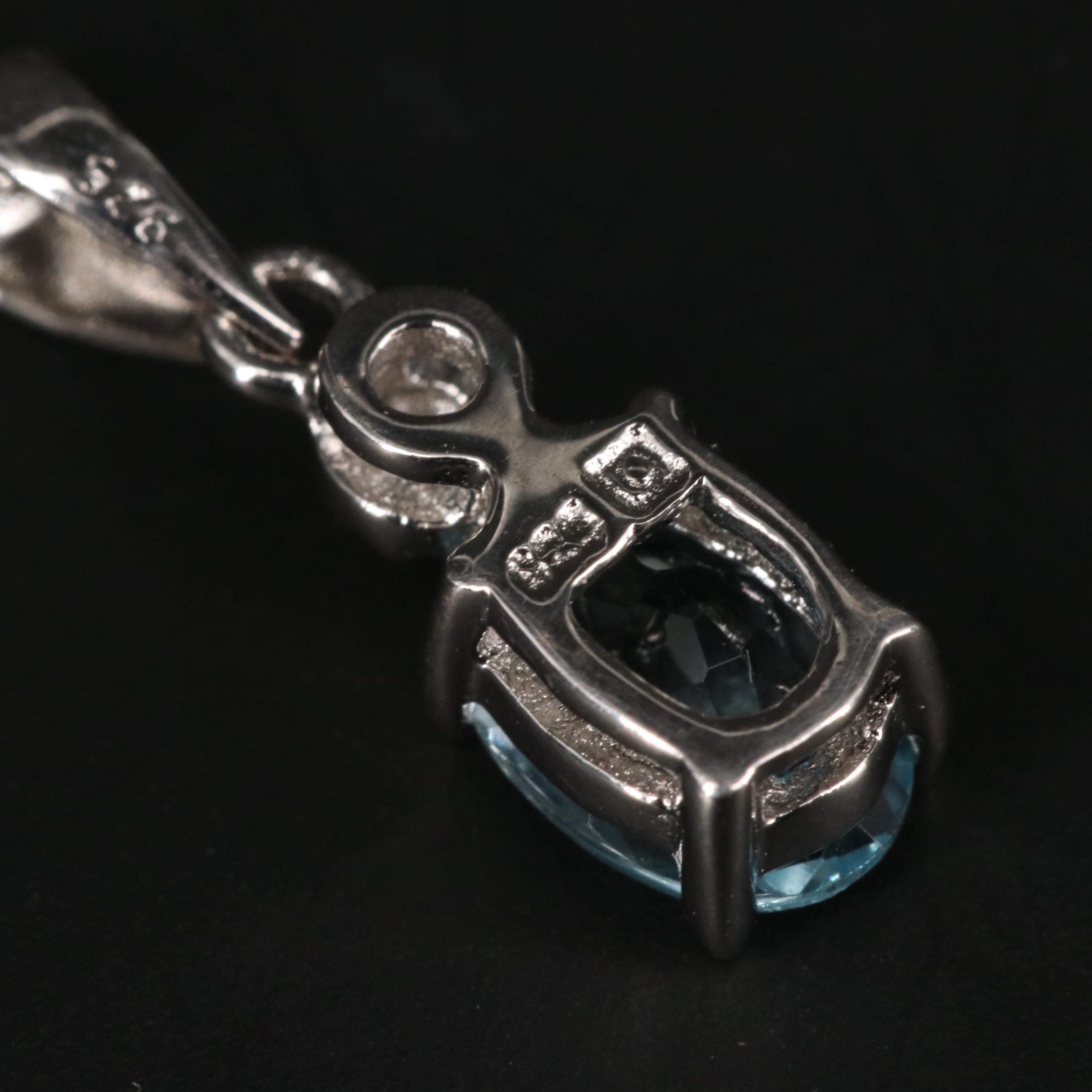 Sterling Silver Topaz and Cubic Zirconia Necklace