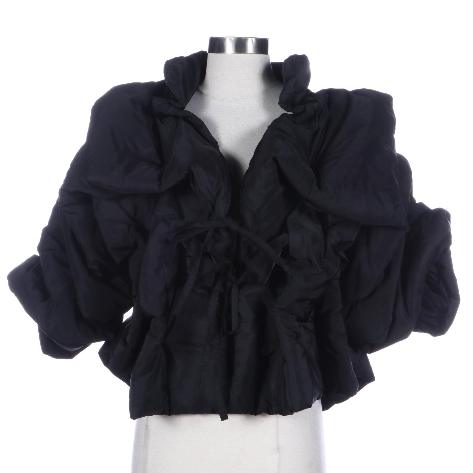 Black Sculpted Puffer Short Jacket