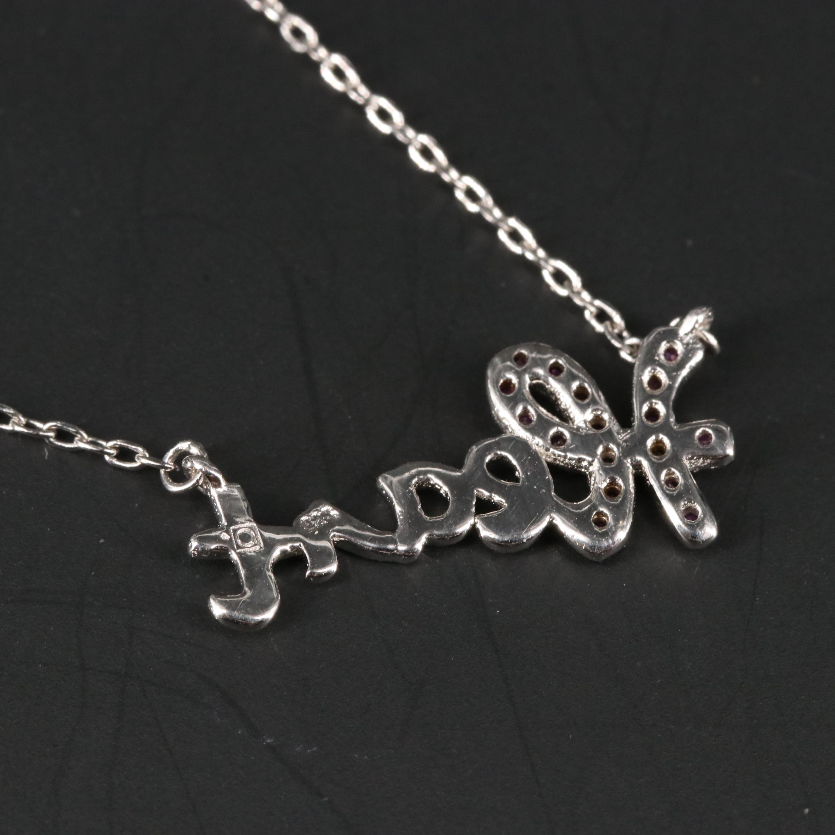 Sterling Silver Ruby Heart Necklace