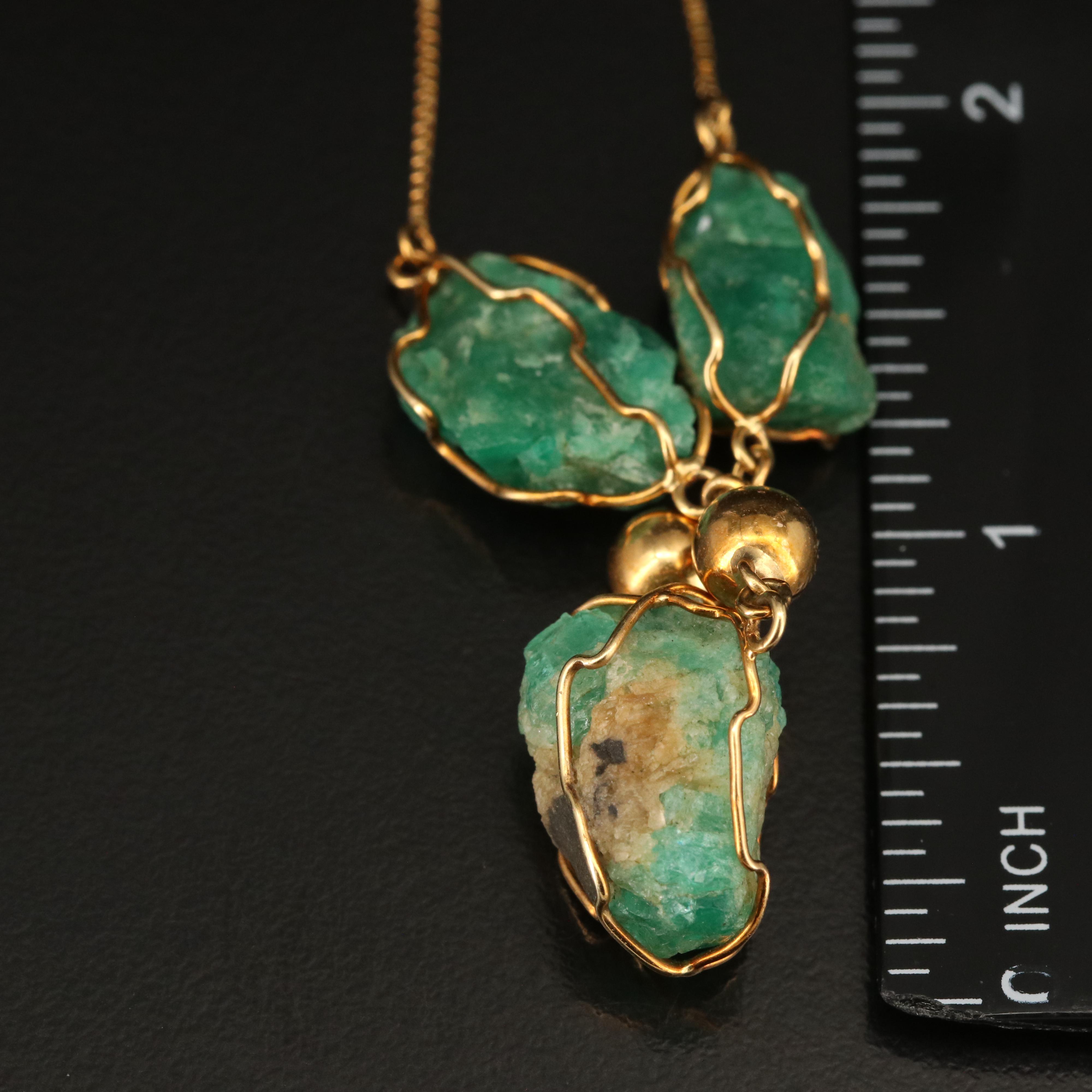 18K Wire Wrapped Emerald Necklace
