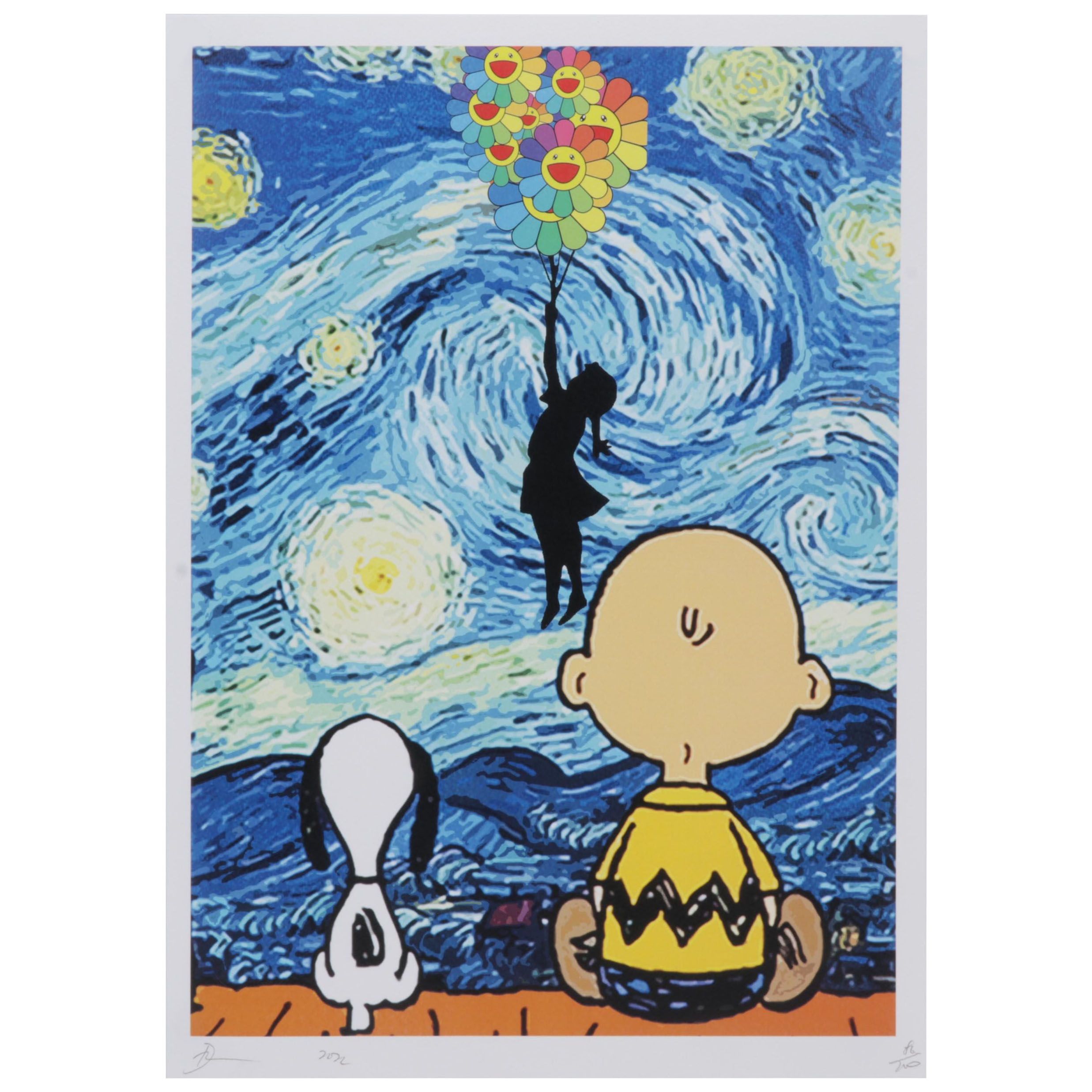 Death NYC Pop Art Graphic Print Homage To Van Gogh, Banksy, and Peanuts, 2022
