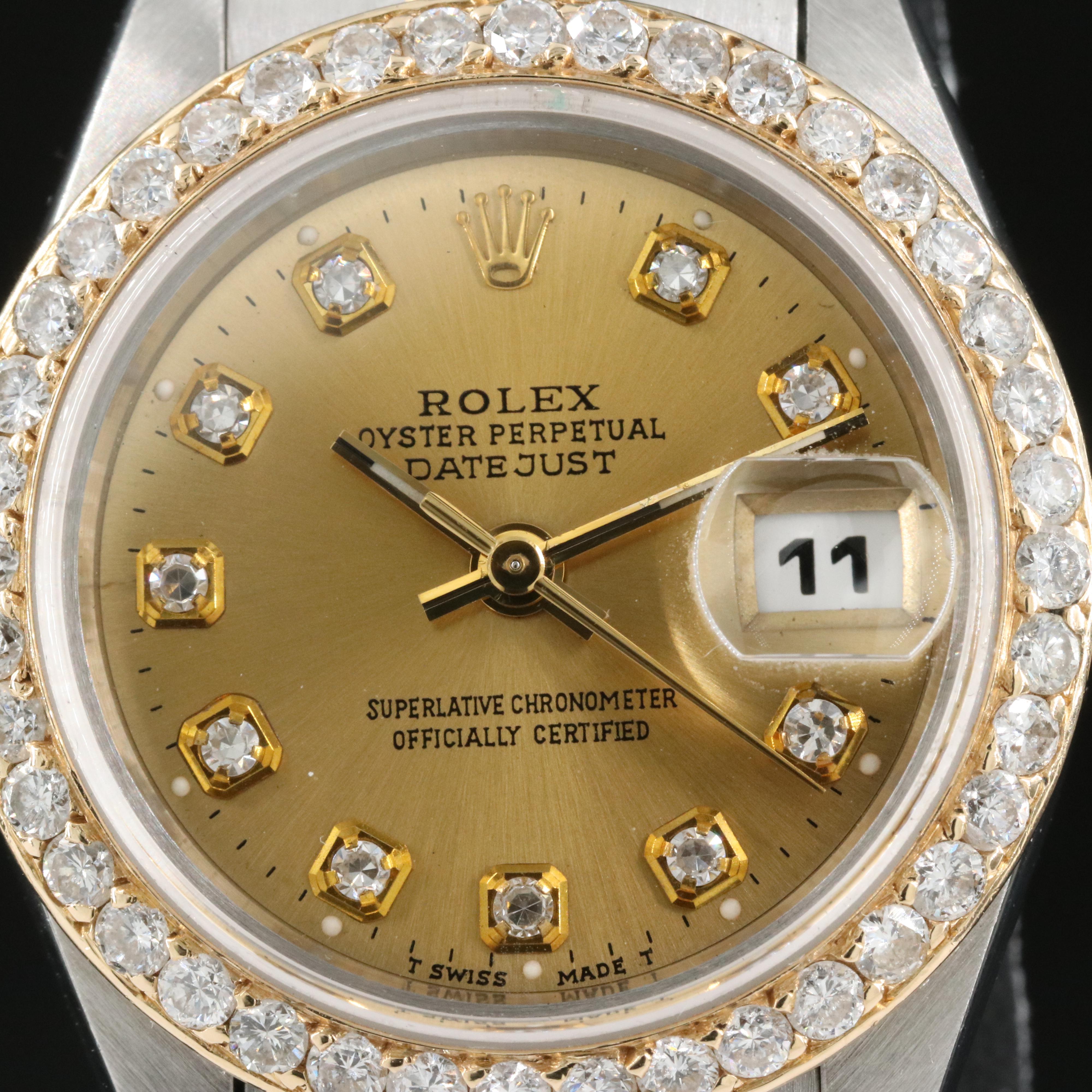 1994 Rolex 1.15 CTW Diamond Dial and Bezel Datejust Watch