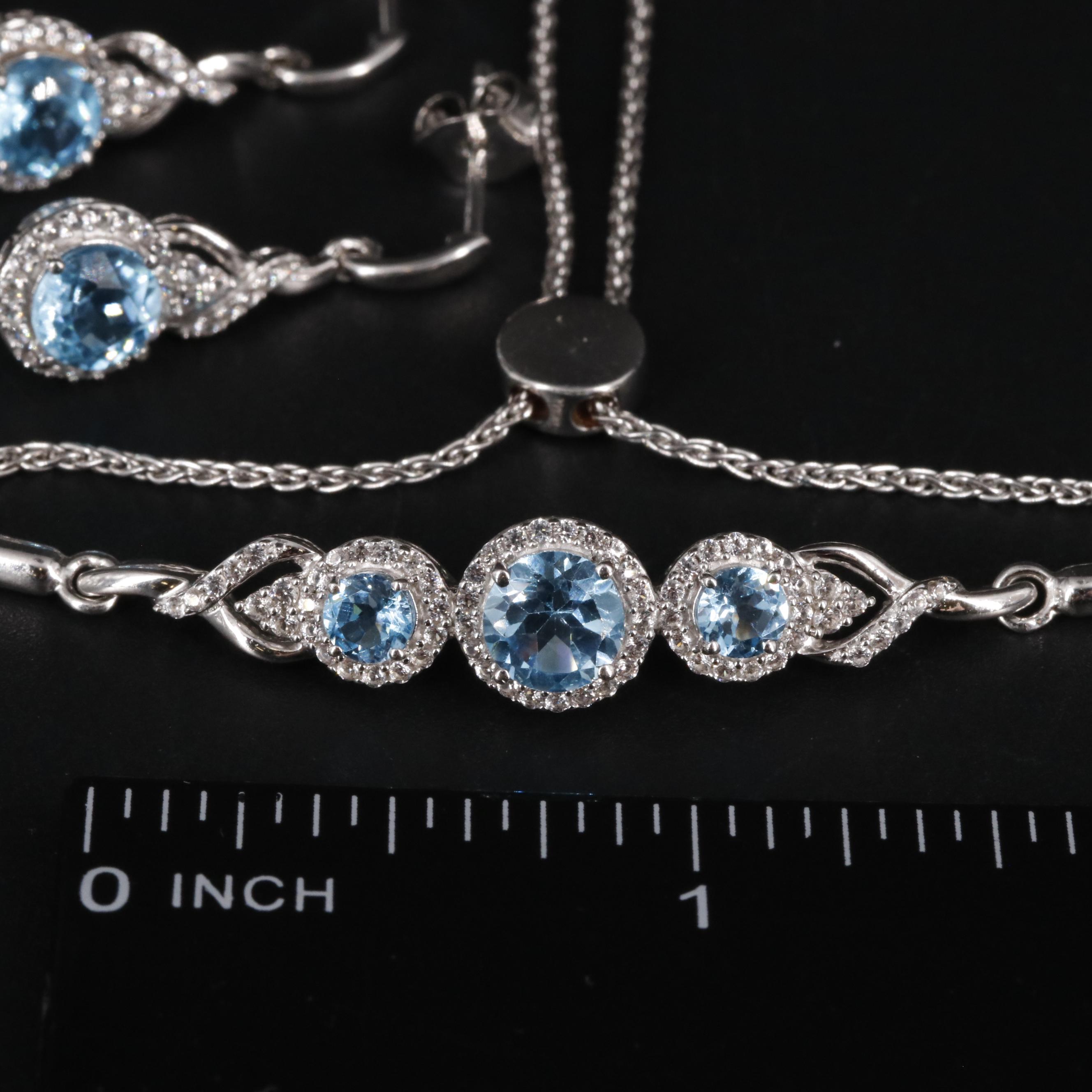 Sterling Silver Topaz and Sapphire Jewelry Set