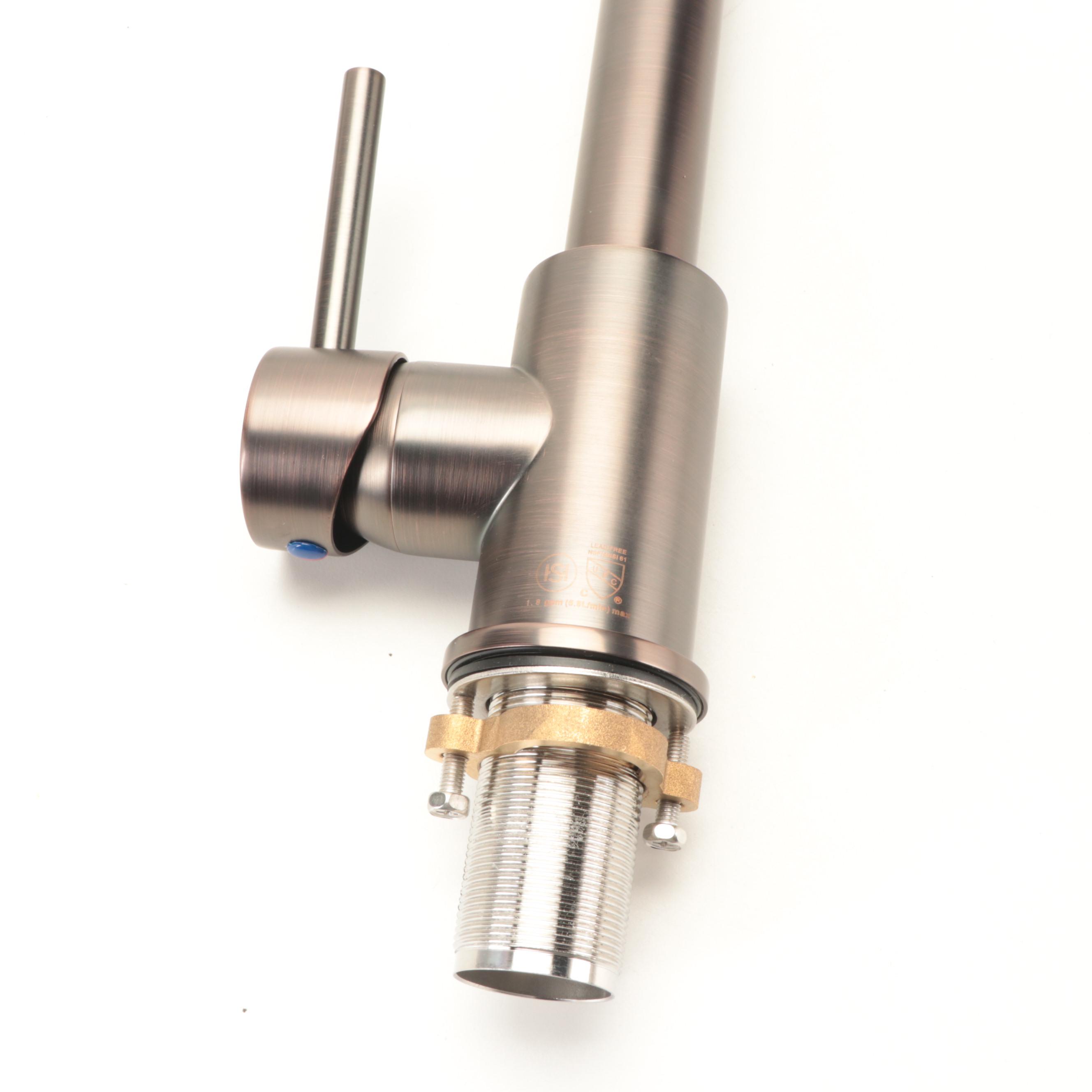 Oil Rubbed Bronze Finish Pull-Down Spring Faucet with Drain Basket Strainer