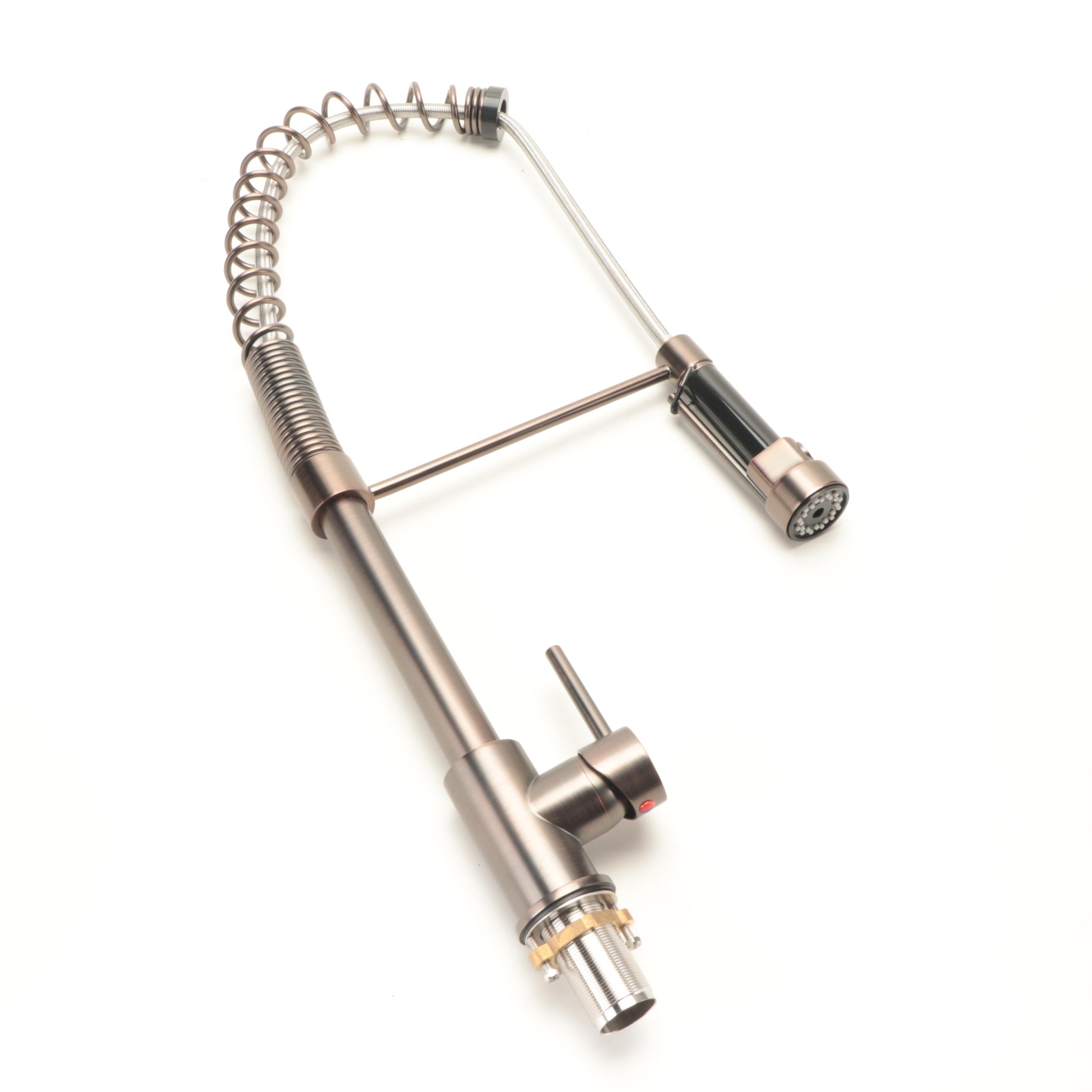 Oil Rubbed Bronze Finish Pull-Down Spring Faucet with Drain Basket Strainer