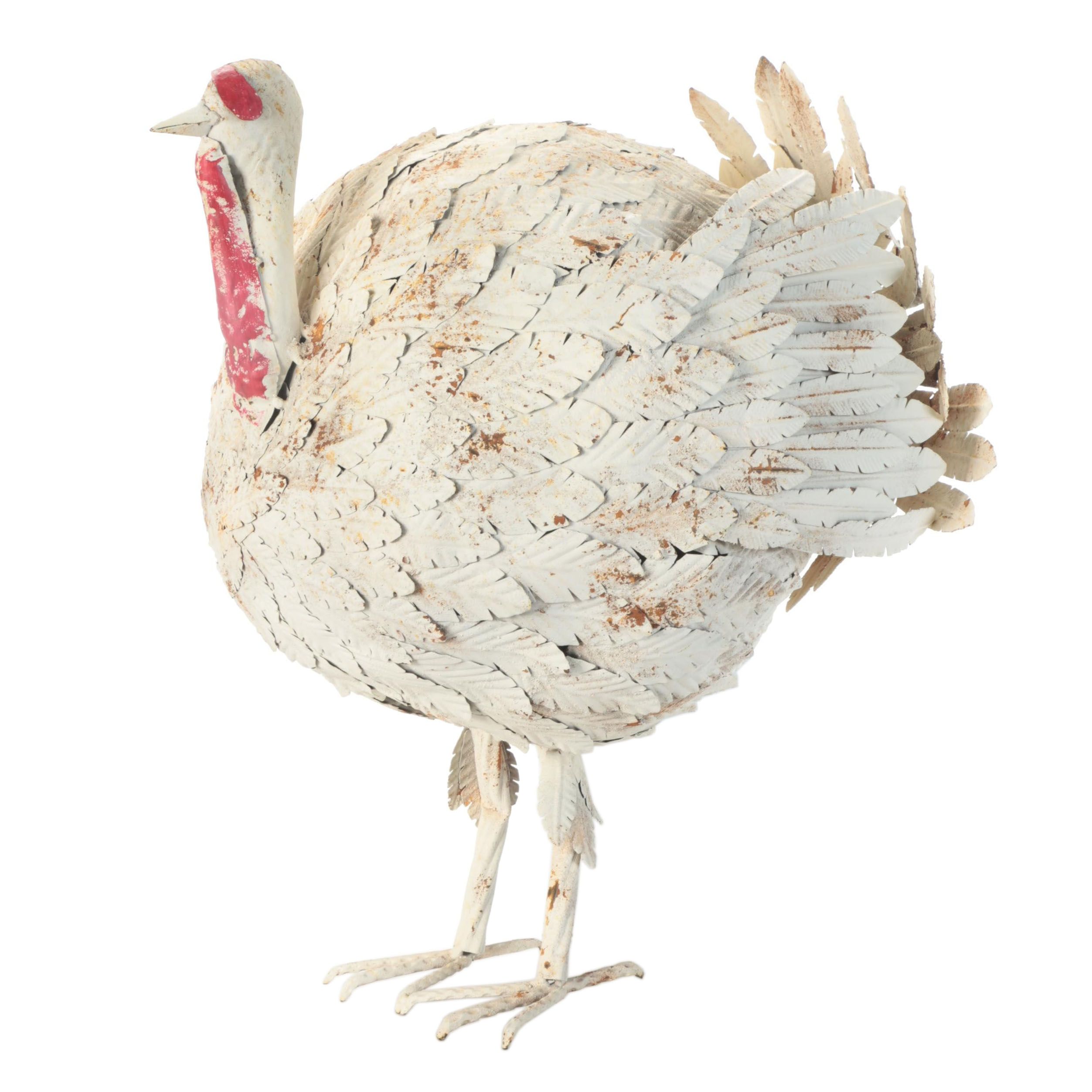 Tin Folk Art Turkey Sculpture