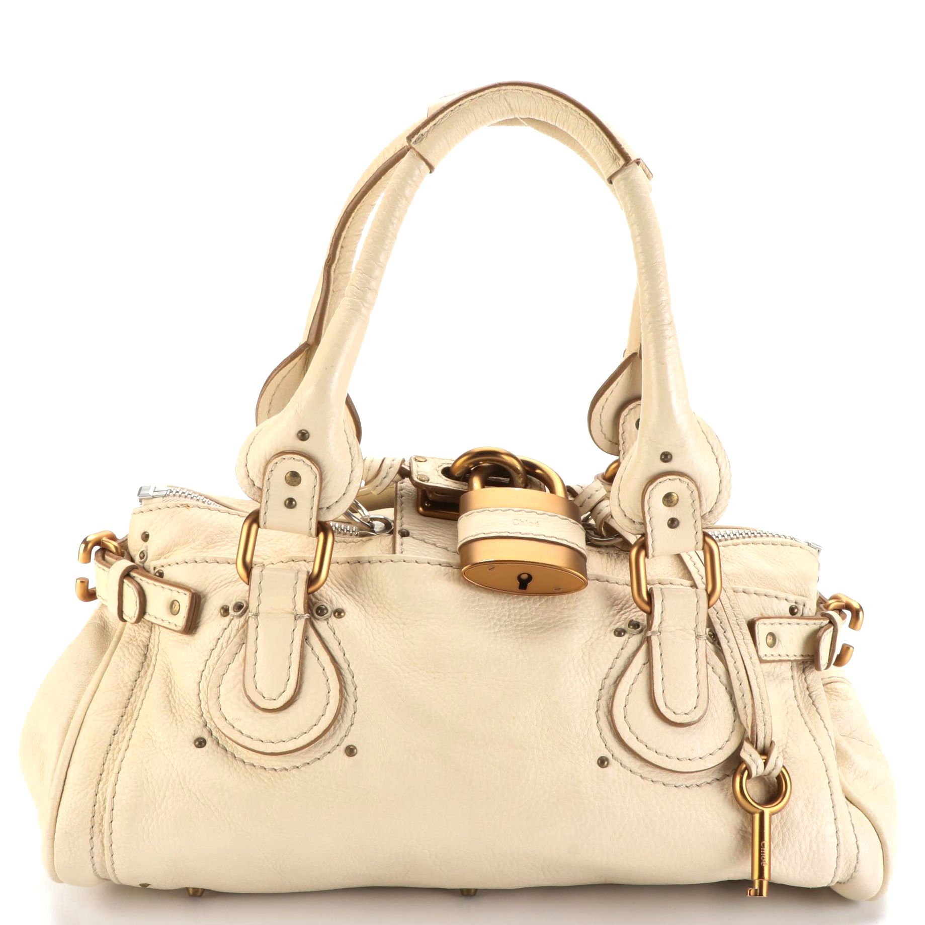 Chloé Paddington Satchel in Ivory Calfskin Leather