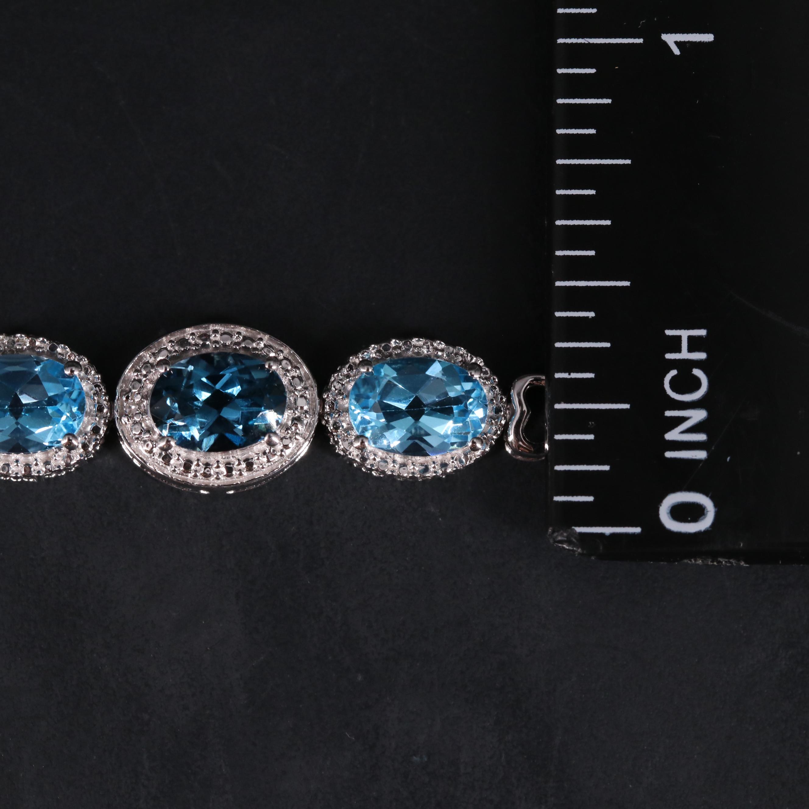 Sterling Topaz and Diamond Line Bracelet