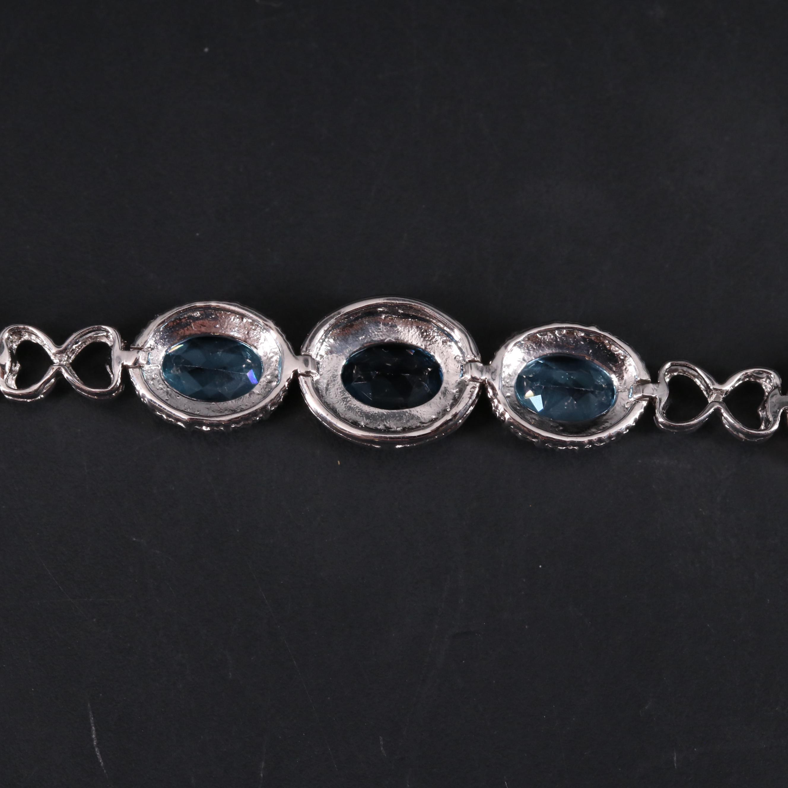 Sterling Topaz and Diamond Line Bracelet