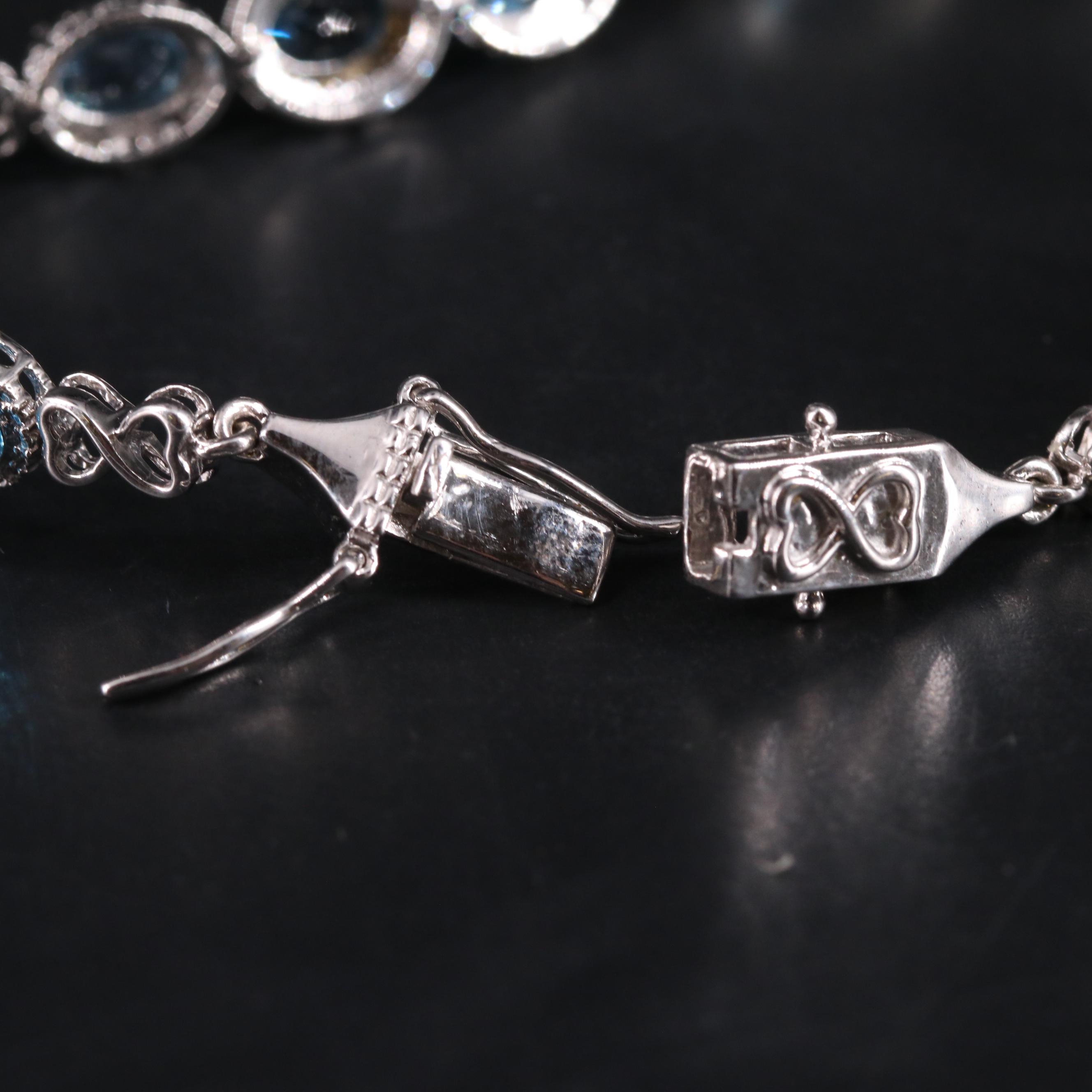 Sterling Topaz and Diamond Line Bracelet