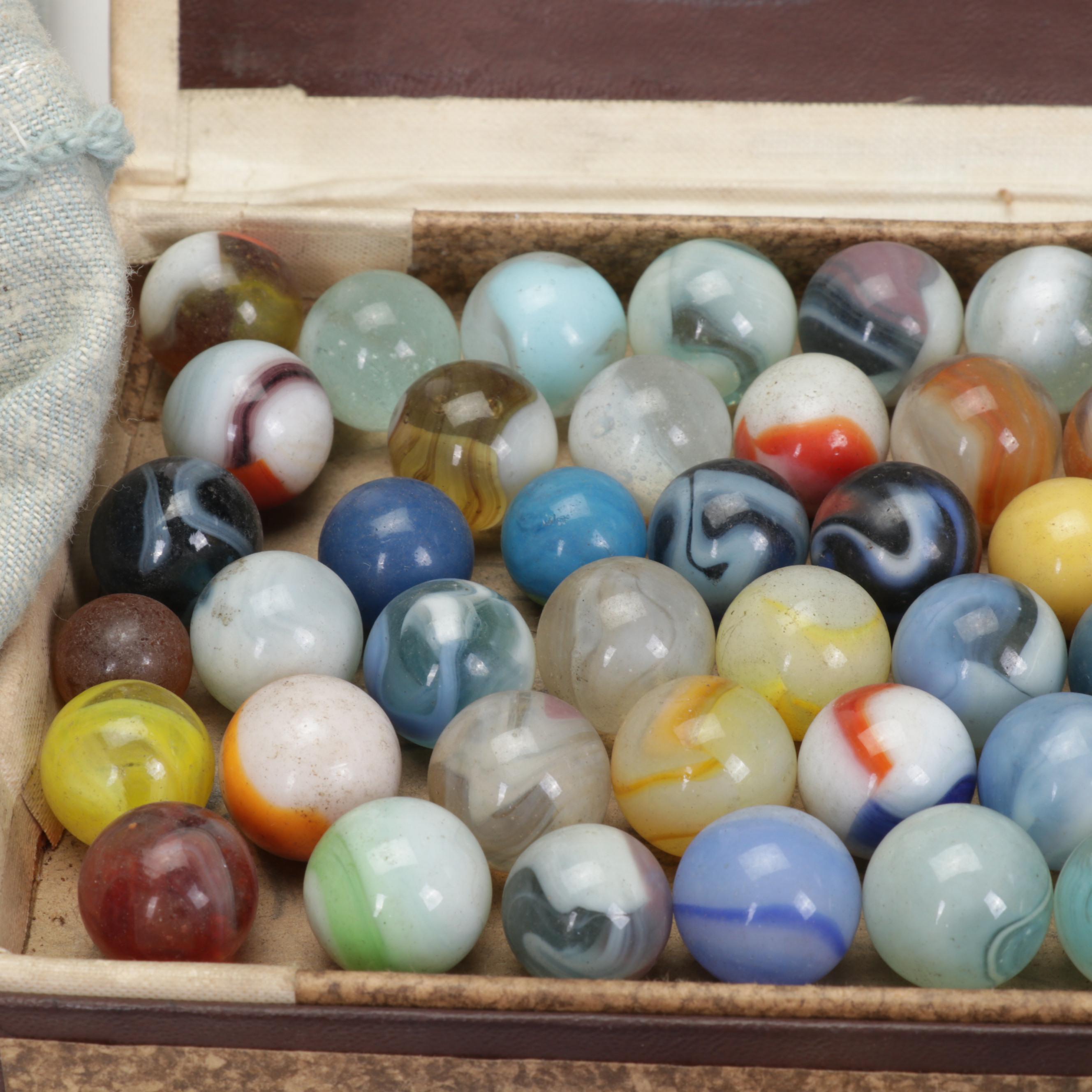 Collection of Swirlies, Opaque, and Other Glass Marbles