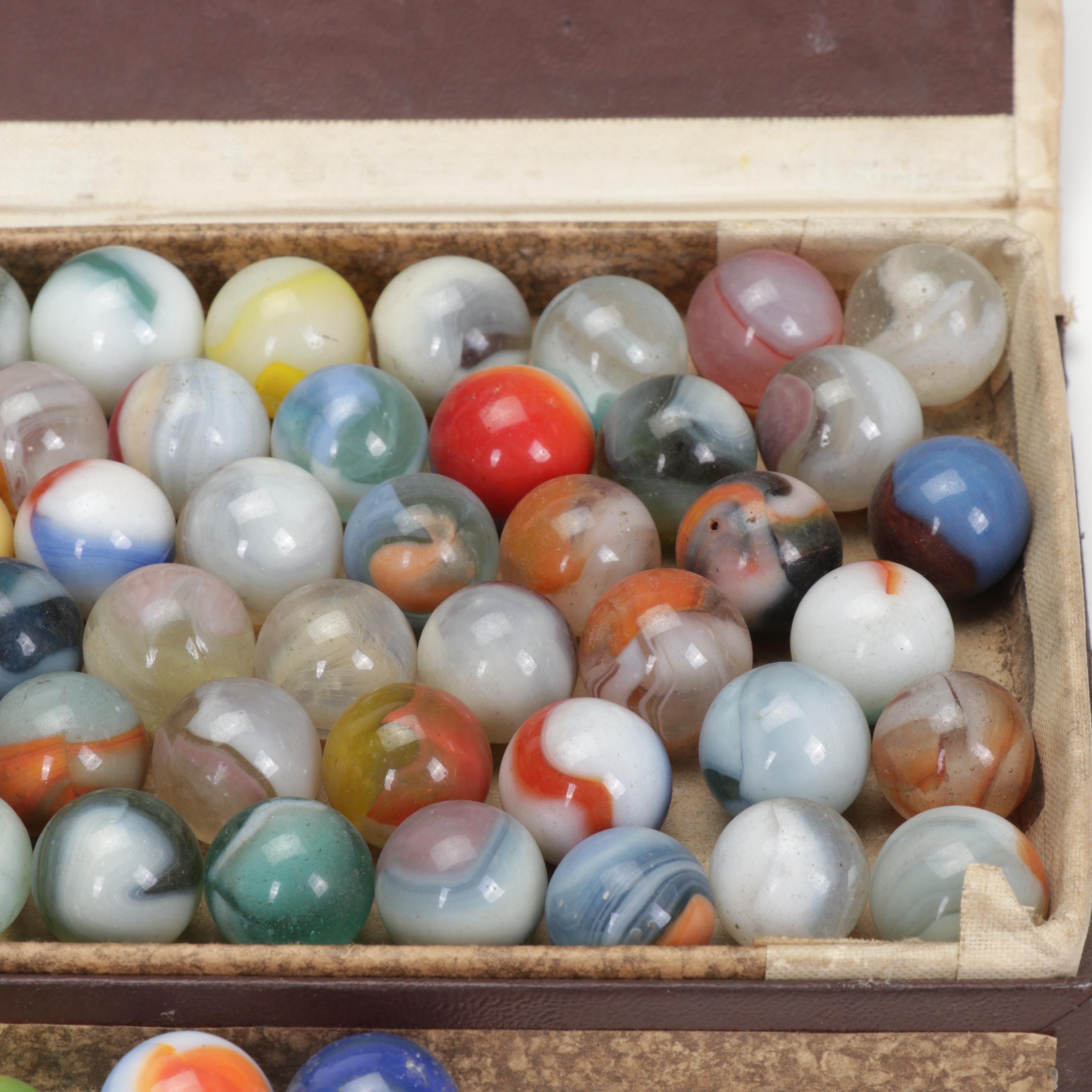 Collection of Swirlies, Opaque, and Other Glass Marbles