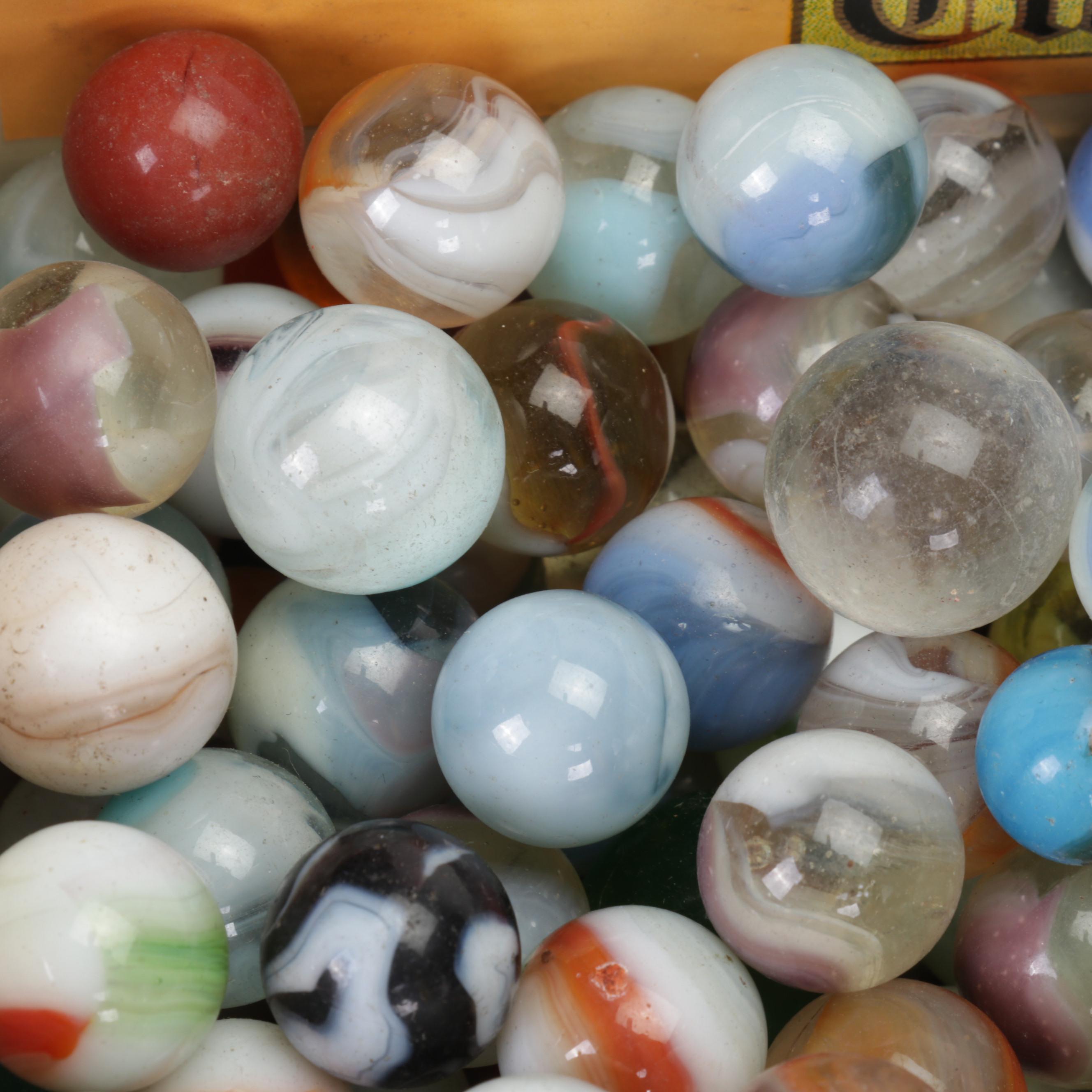 Collection of Swirlies, Opaque, and Other Glass Marbles