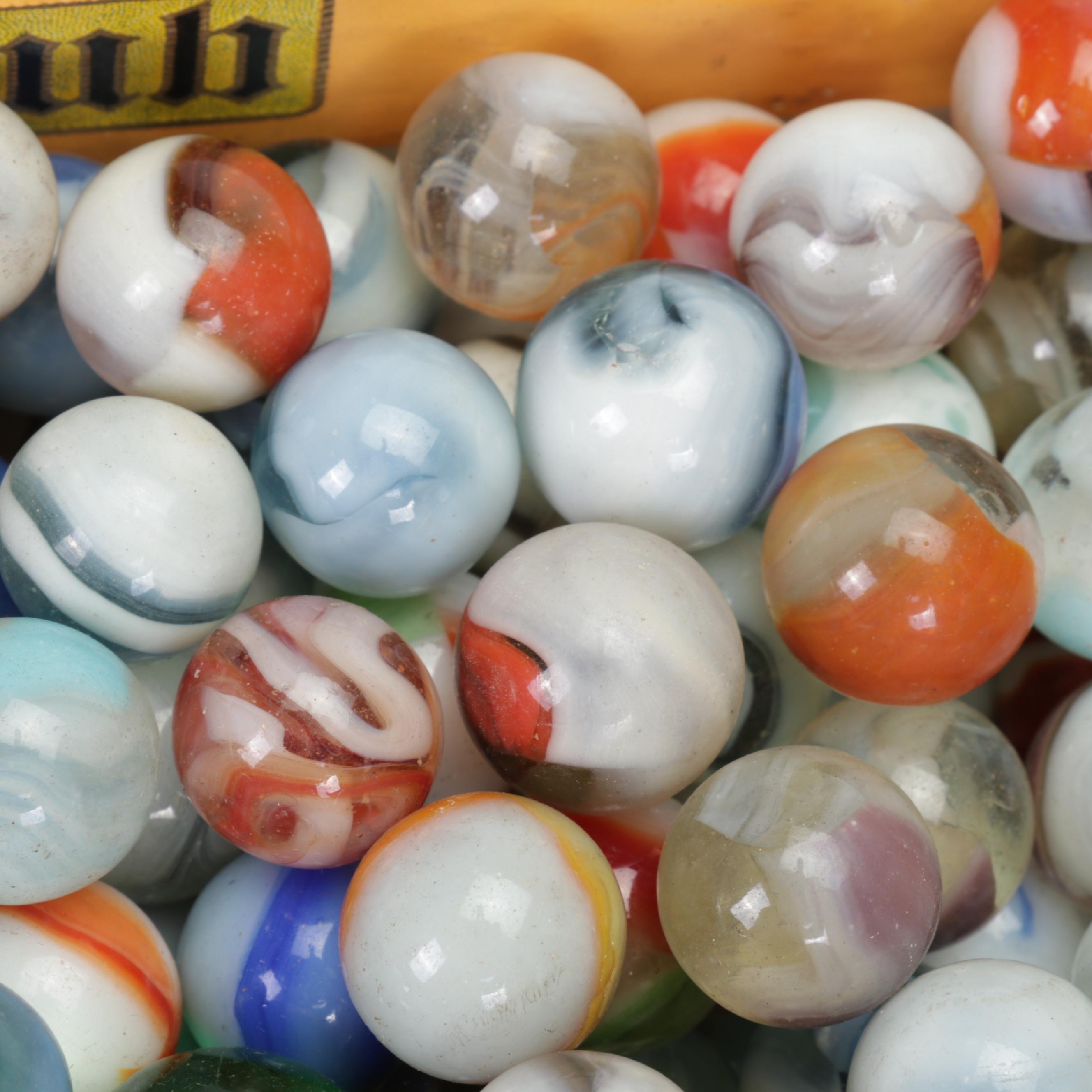 Collection of Swirlies, Opaque, and Other Glass Marbles