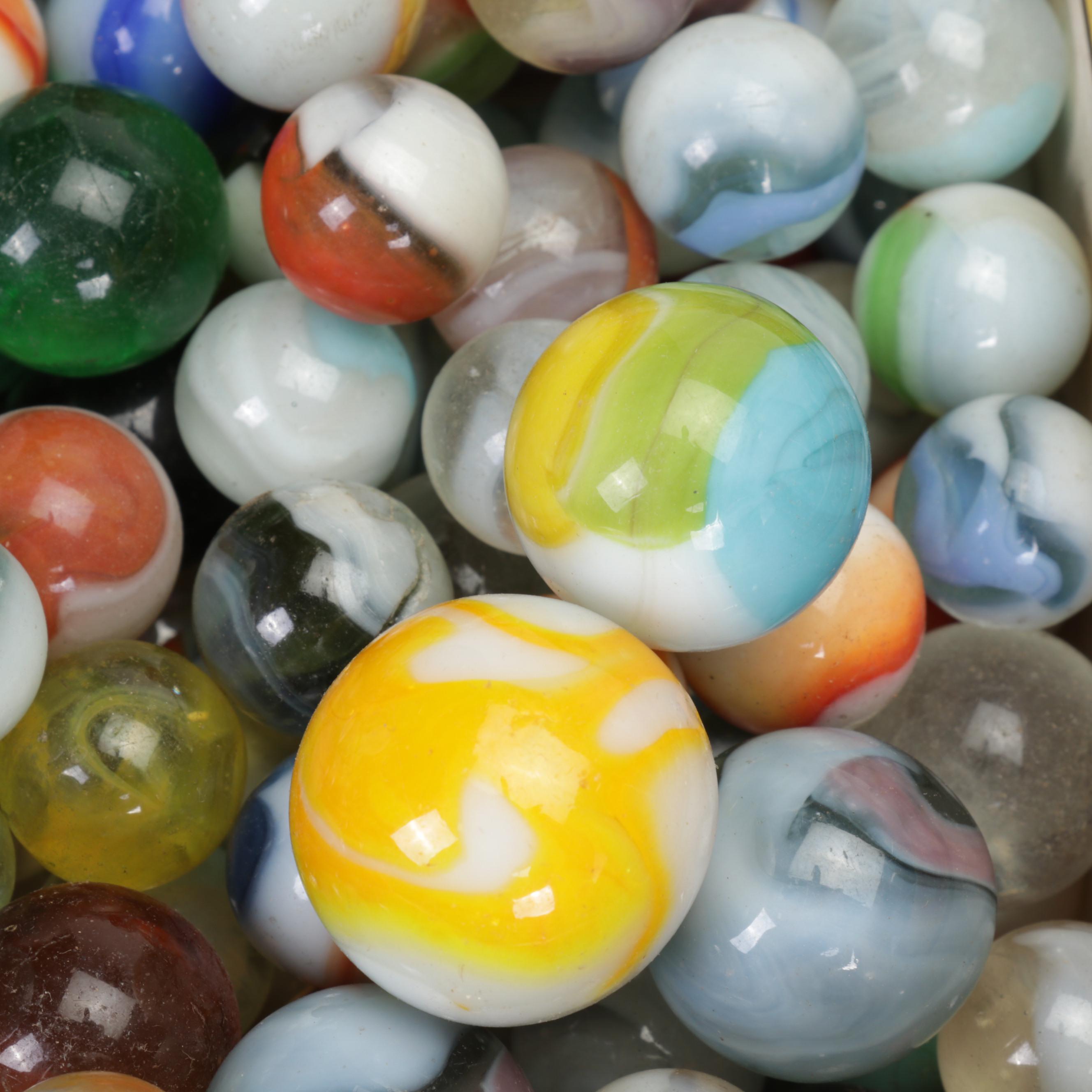 Collection of Swirlies, Opaque, and Other Glass Marbles