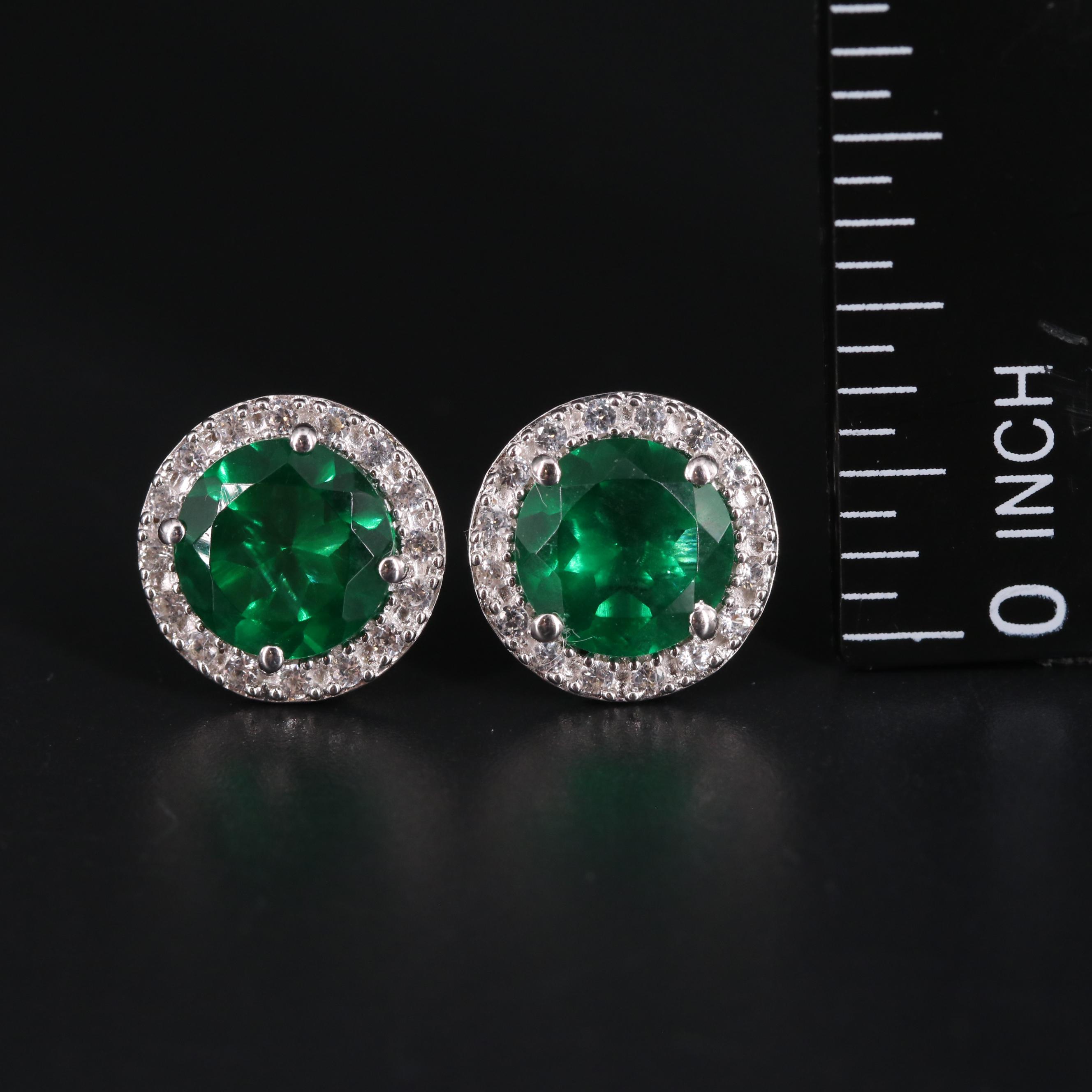 Sterling Glass and Silver Halo Stud Earrings