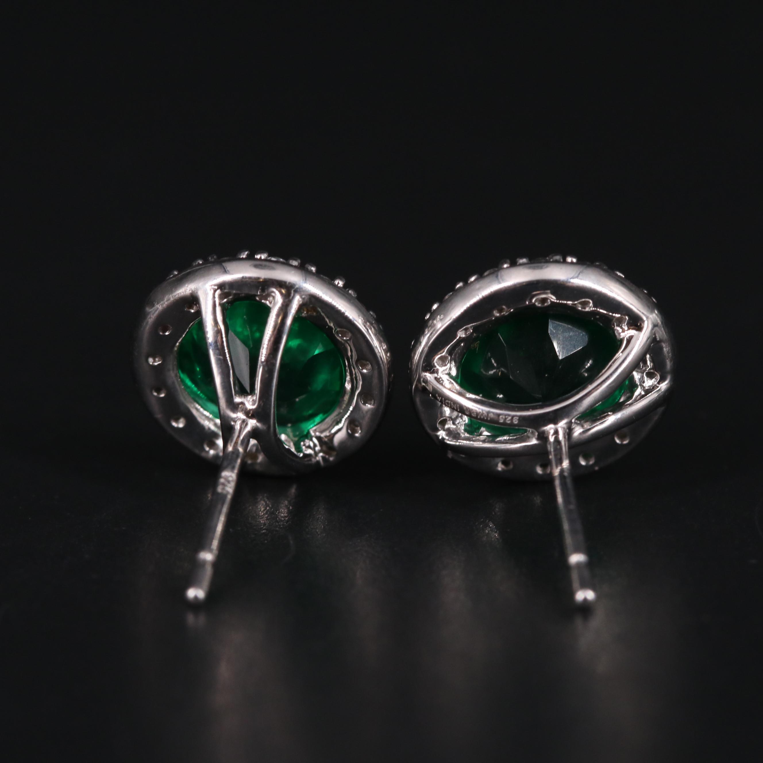 Sterling Glass and Silver Halo Stud Earrings